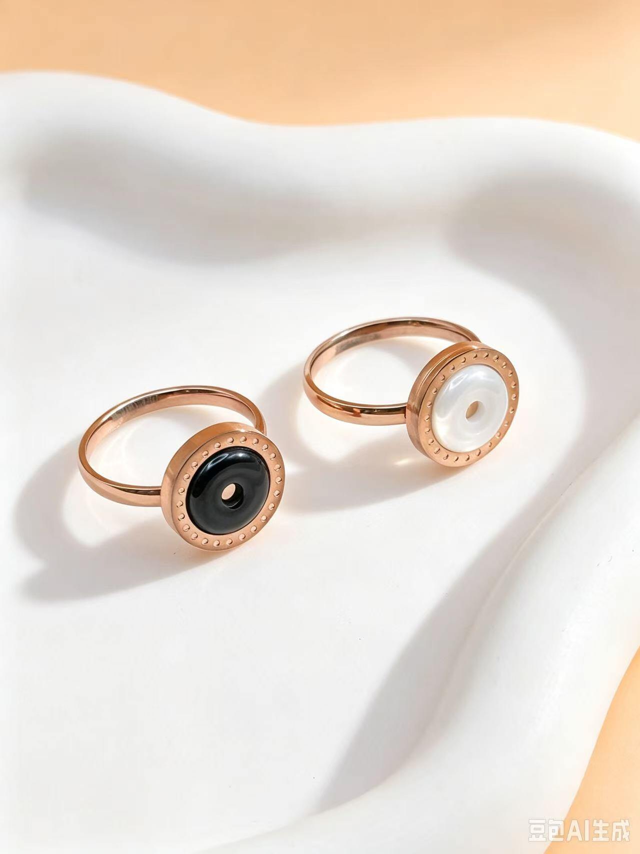 Großhändler Ceramik - Damenring aus Edelstahl & Keramik – Roségold