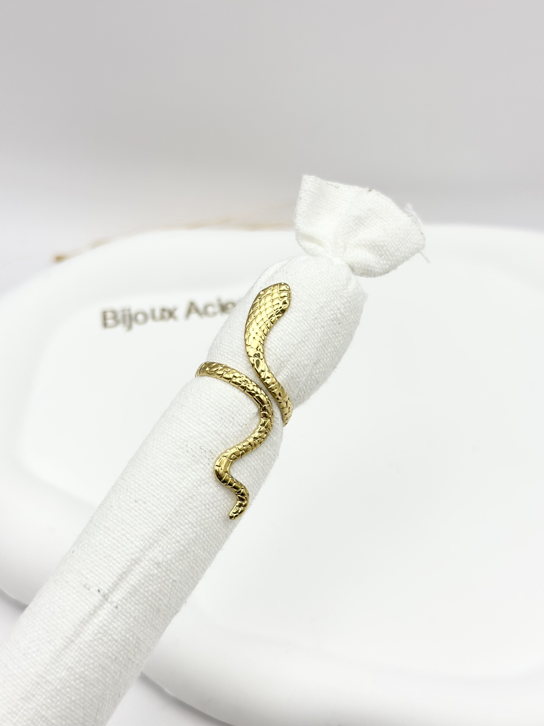 Grossiste Ceramik - Bague Serpent Dorée – Acier Inoxydable Réglable
