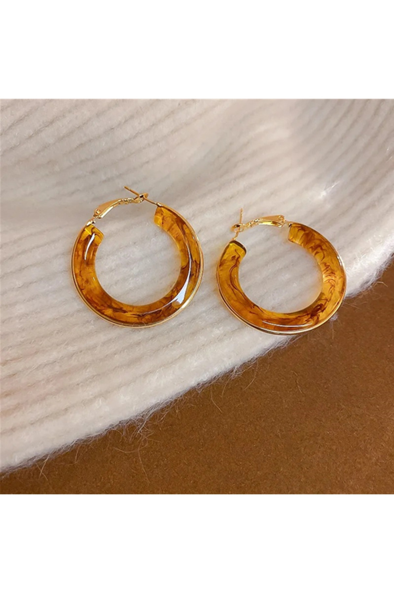 Grossiste Ceramik - Boucles d'oreilles Créoles résine marbrée Acier Inoxydable Couleur au choix