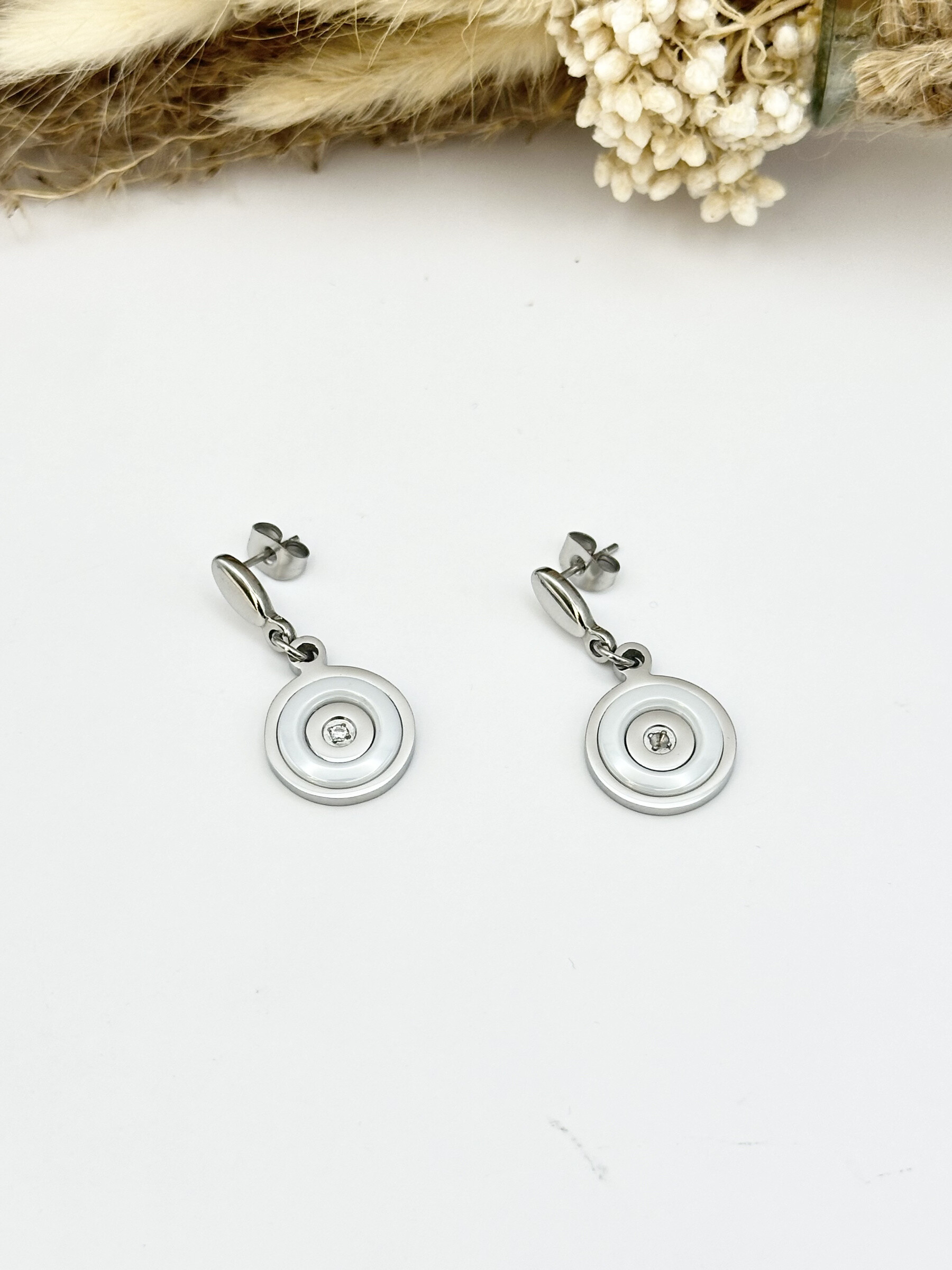 Wholesaler Ceramik - Women's Ceramic and Stainless Steel Drop Earrings