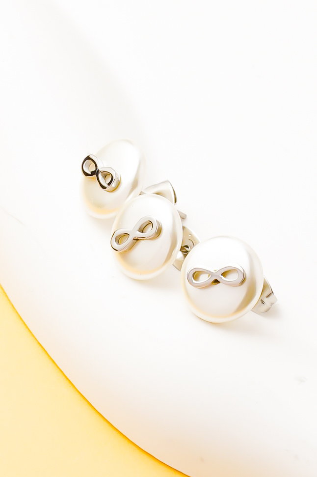 Grossiste Ceramik - LOT de 3 - Boucles d'Oreilles Femme - forme Infini -1cm