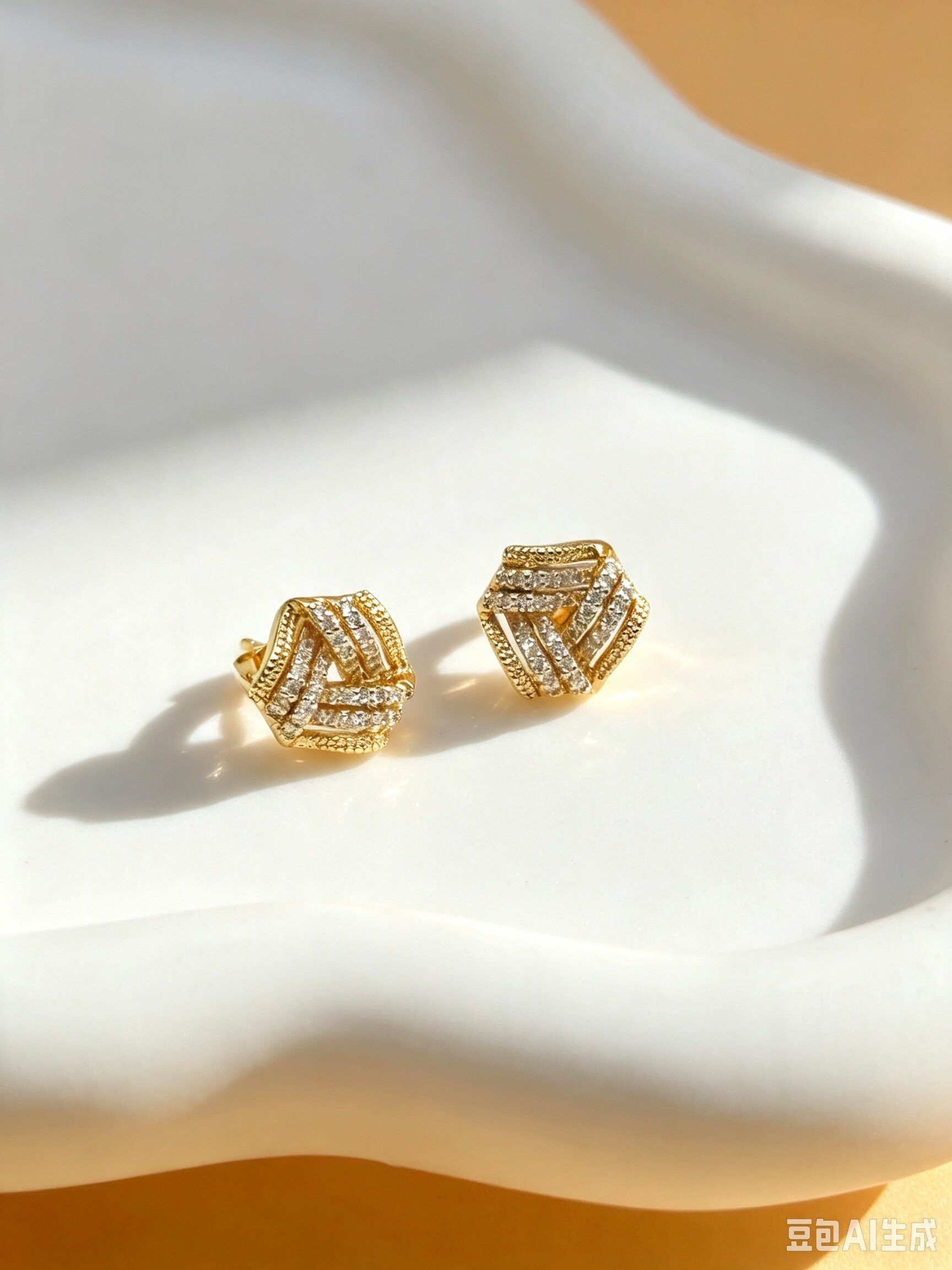Grossiste Ceramik - Boucles d’oreilles losange fantaisie doré strass