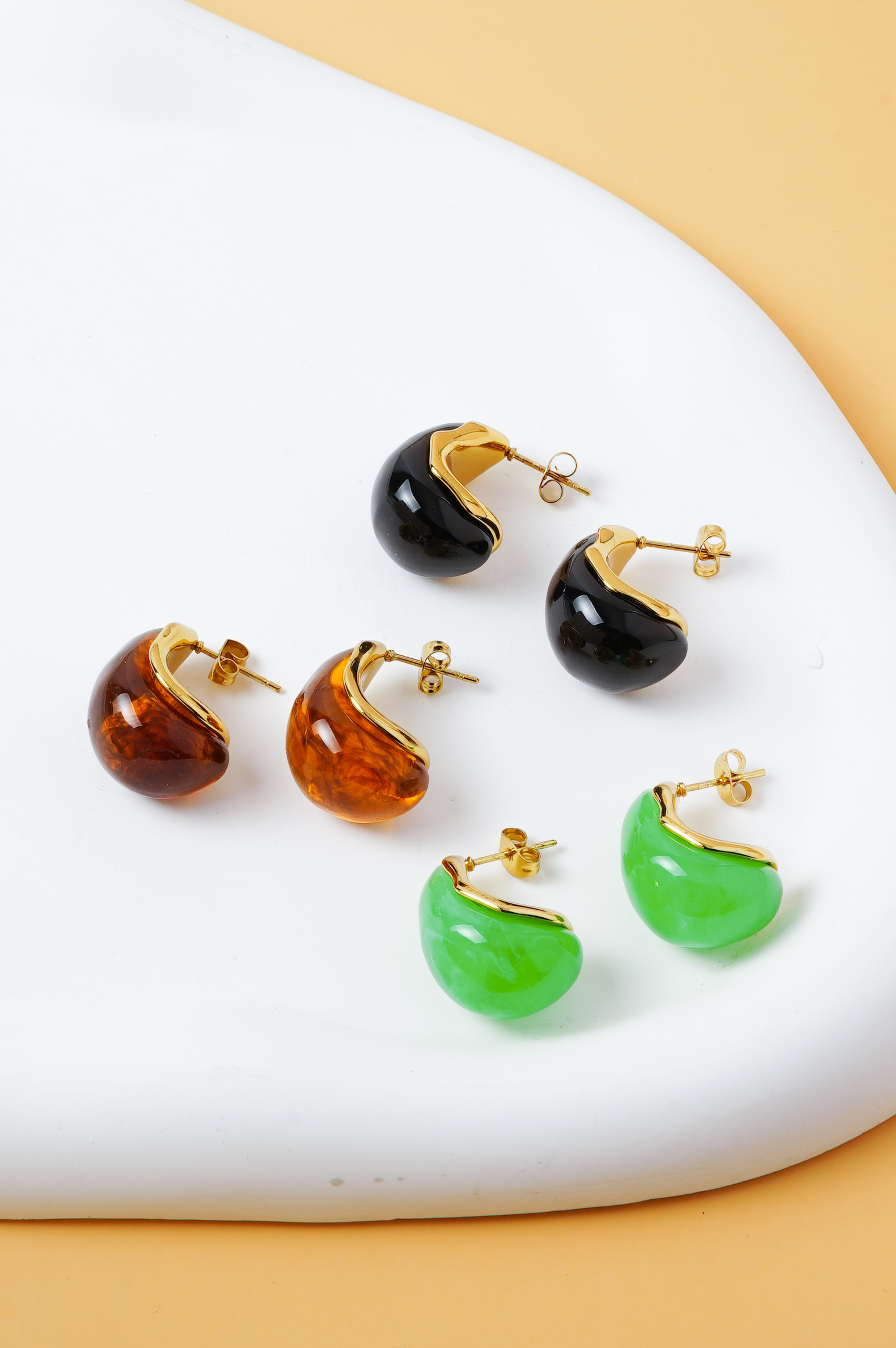 Wholesaler Ceramik - Women's Stainless Steel Earrings – Shiny Resin Available in 3 Colors