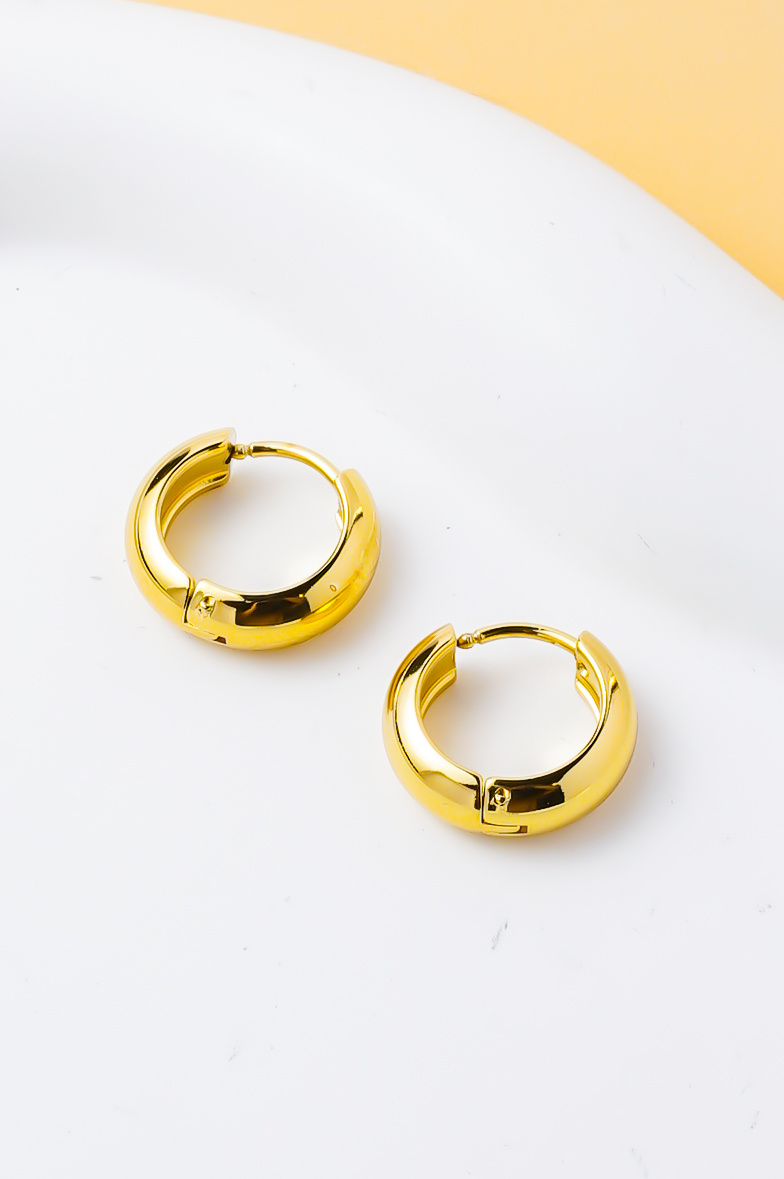 Grossiste Ceramik - Boucles d’oreilles femme acier inoxydable 10 mm créoles doré ou argent au choix