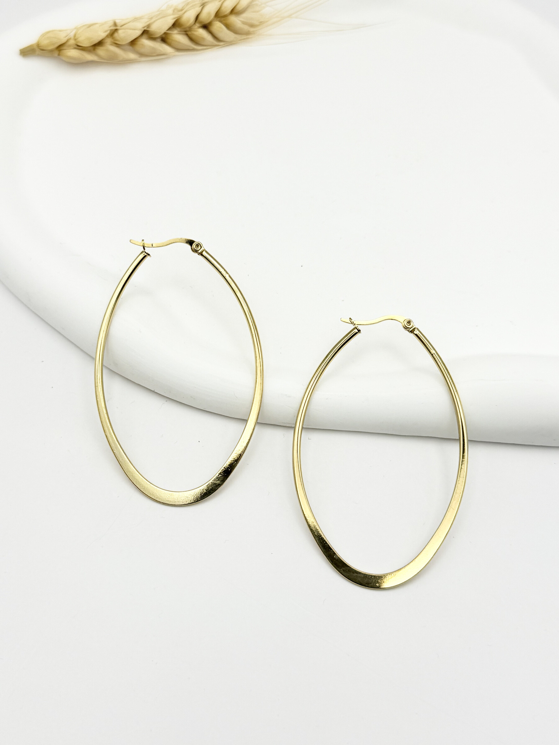 Wholesaler Ceramik - Oval stainless steel gold earrings