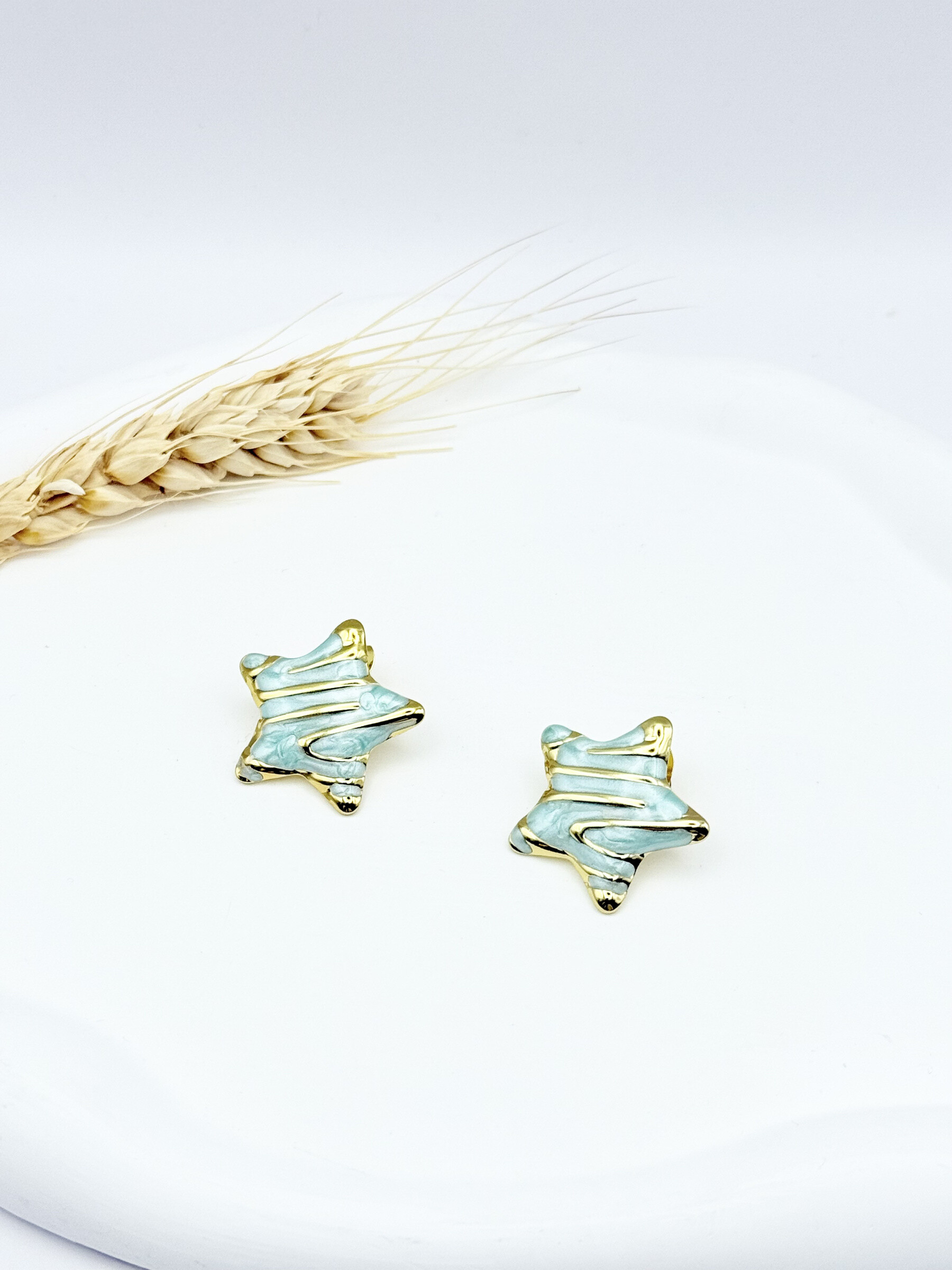 Wholesaler Ceramik - Marbled star earrings Stainless steel
