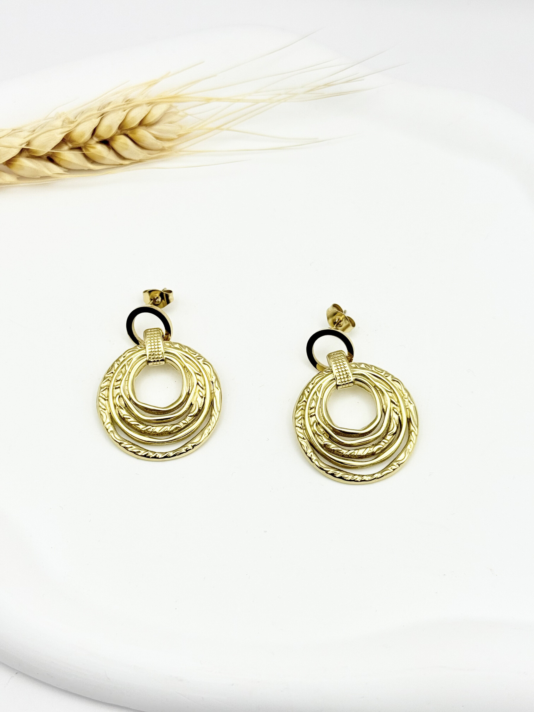 Wholesaler Ceramik - Stainless steel layered circle earrings