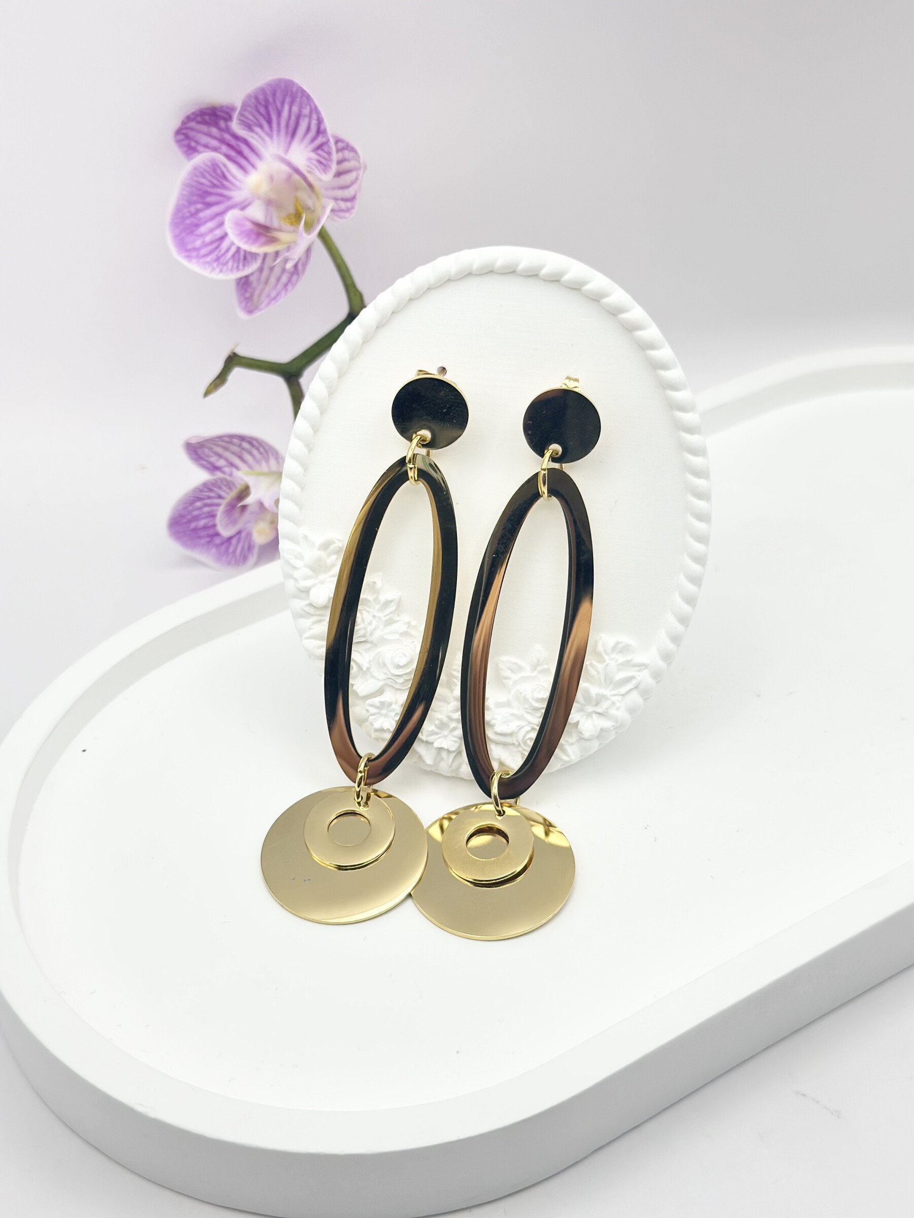 Wholesaler Ceramik - Rectangular stainless steel geometric earrings