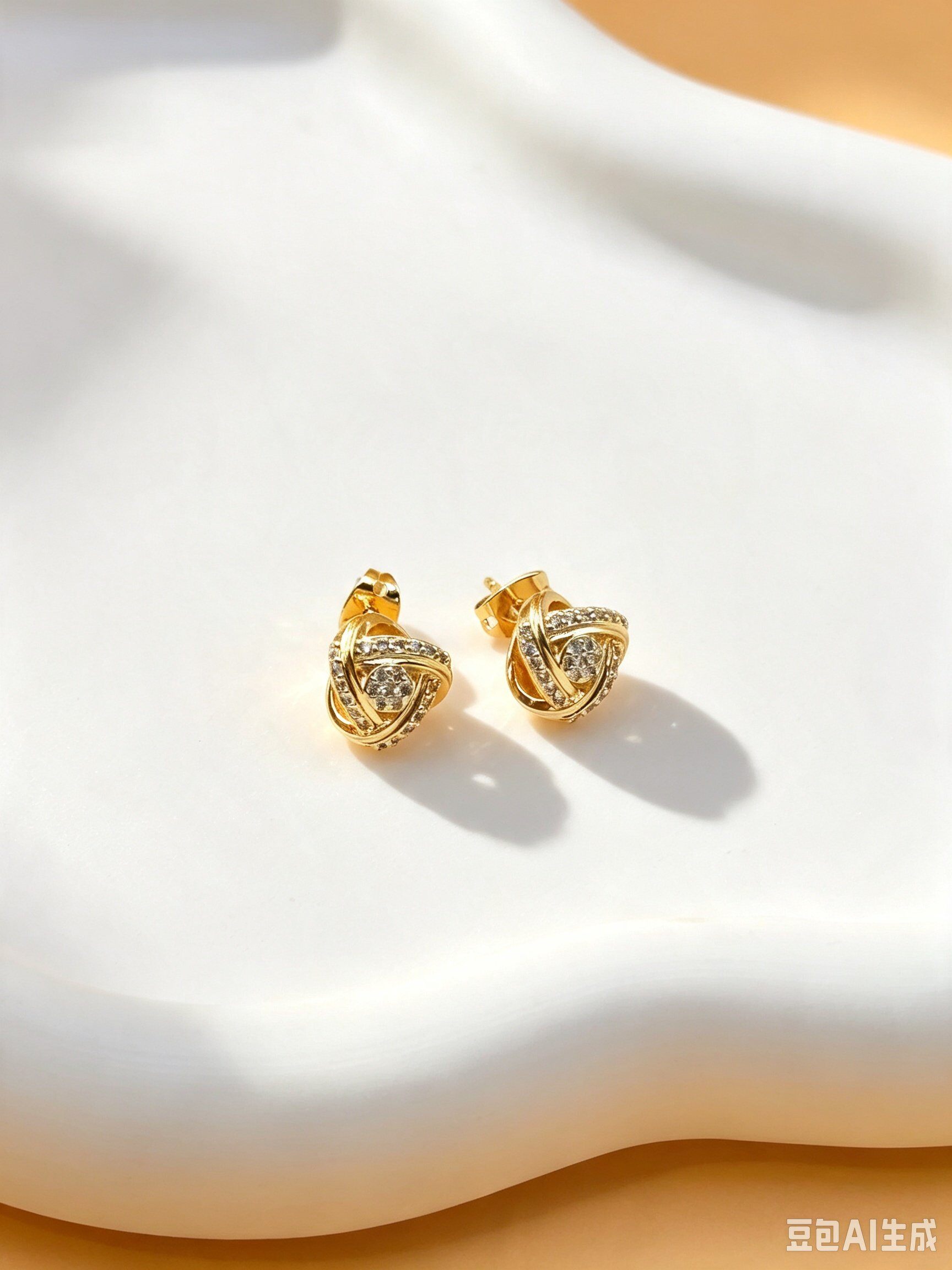 Grossiste Ceramik - Boucles d’oreilles nœud d’amour fantaisie doré strass