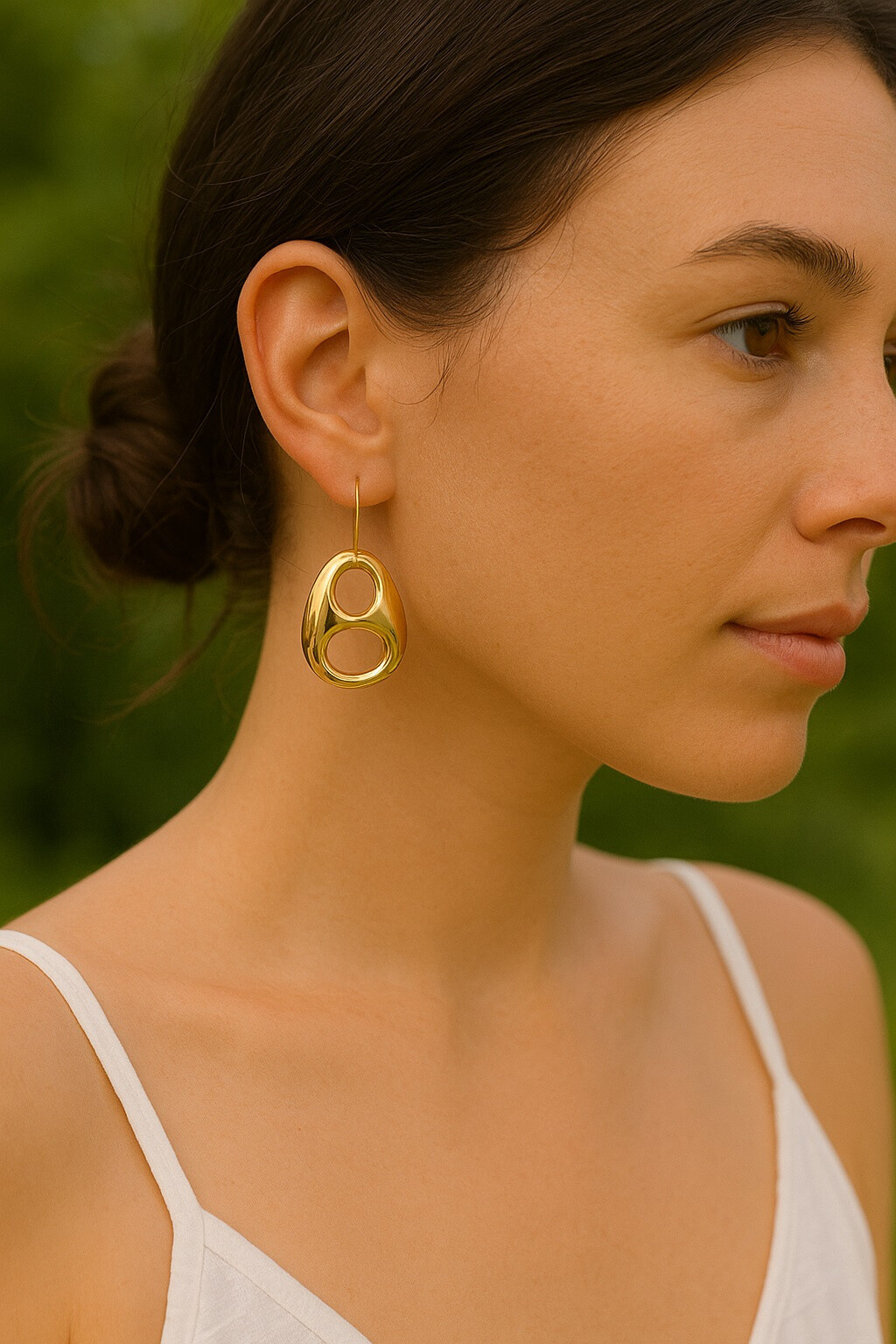Grossiste Ceramik - Boucles d'Oreilles Pendantes Design Moderne en Acier Inoxydable Doré