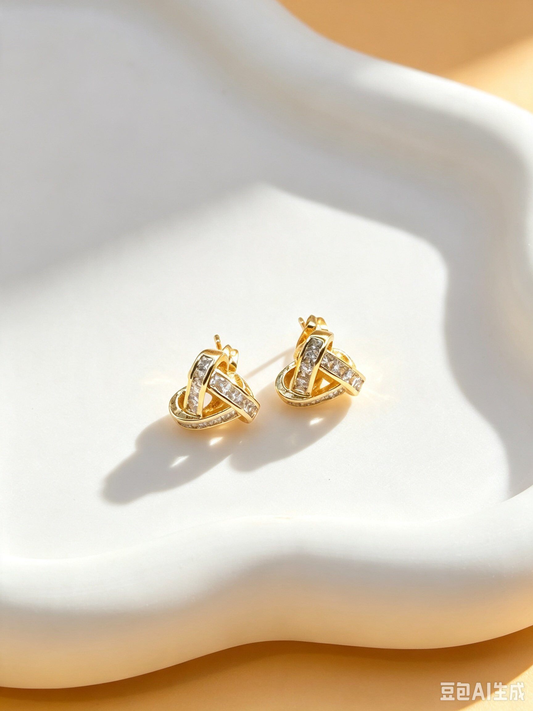Grossiste Ceramik - Boucles d’oreilles nœud croisé fantaisie doré strass
