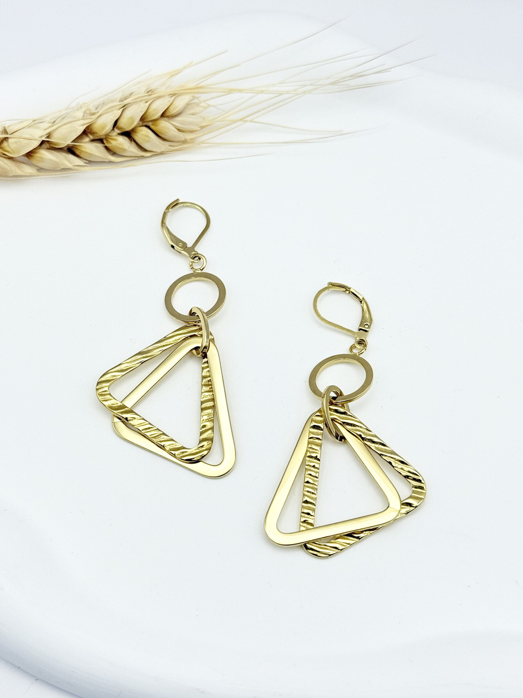 Wholesaler Ceramik - Geometric stainless steel gold earrings