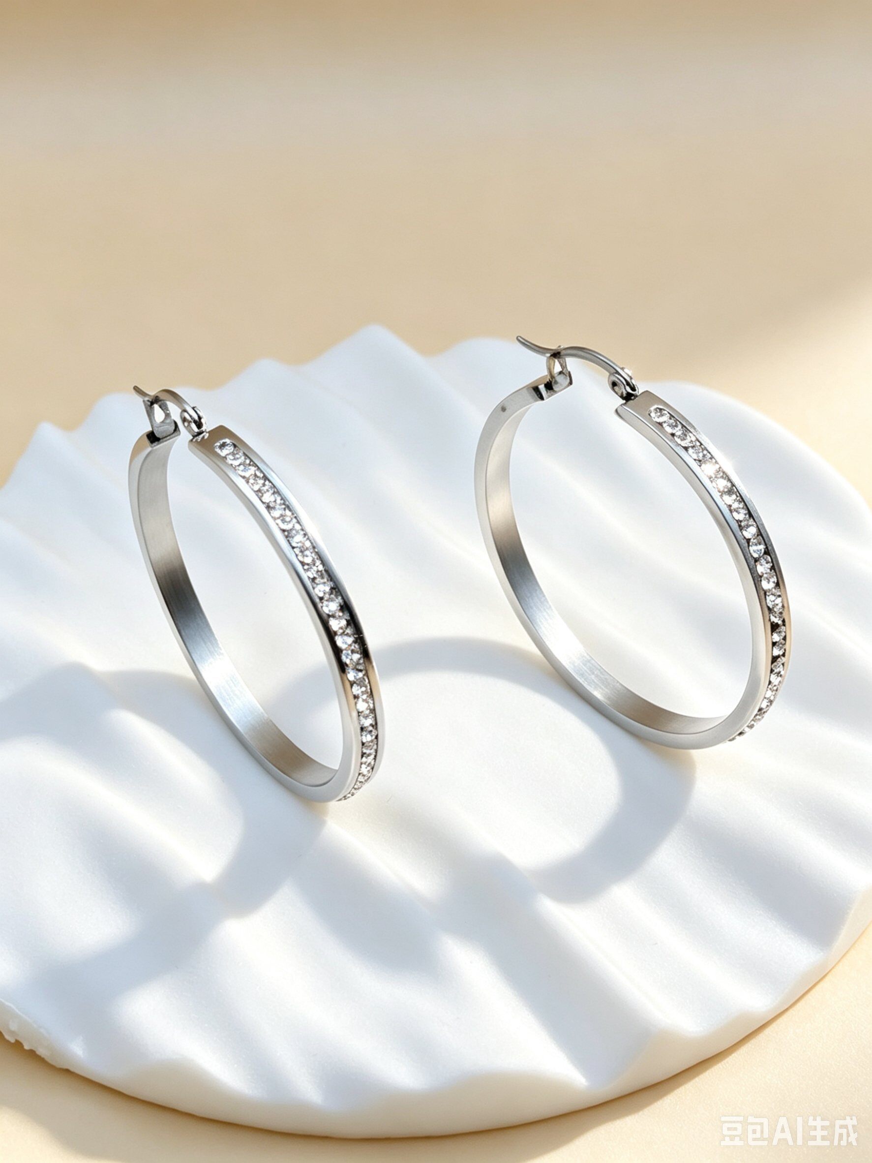 Mayorista Ceramik - Pendientes de aro de acero inoxidable con strass
