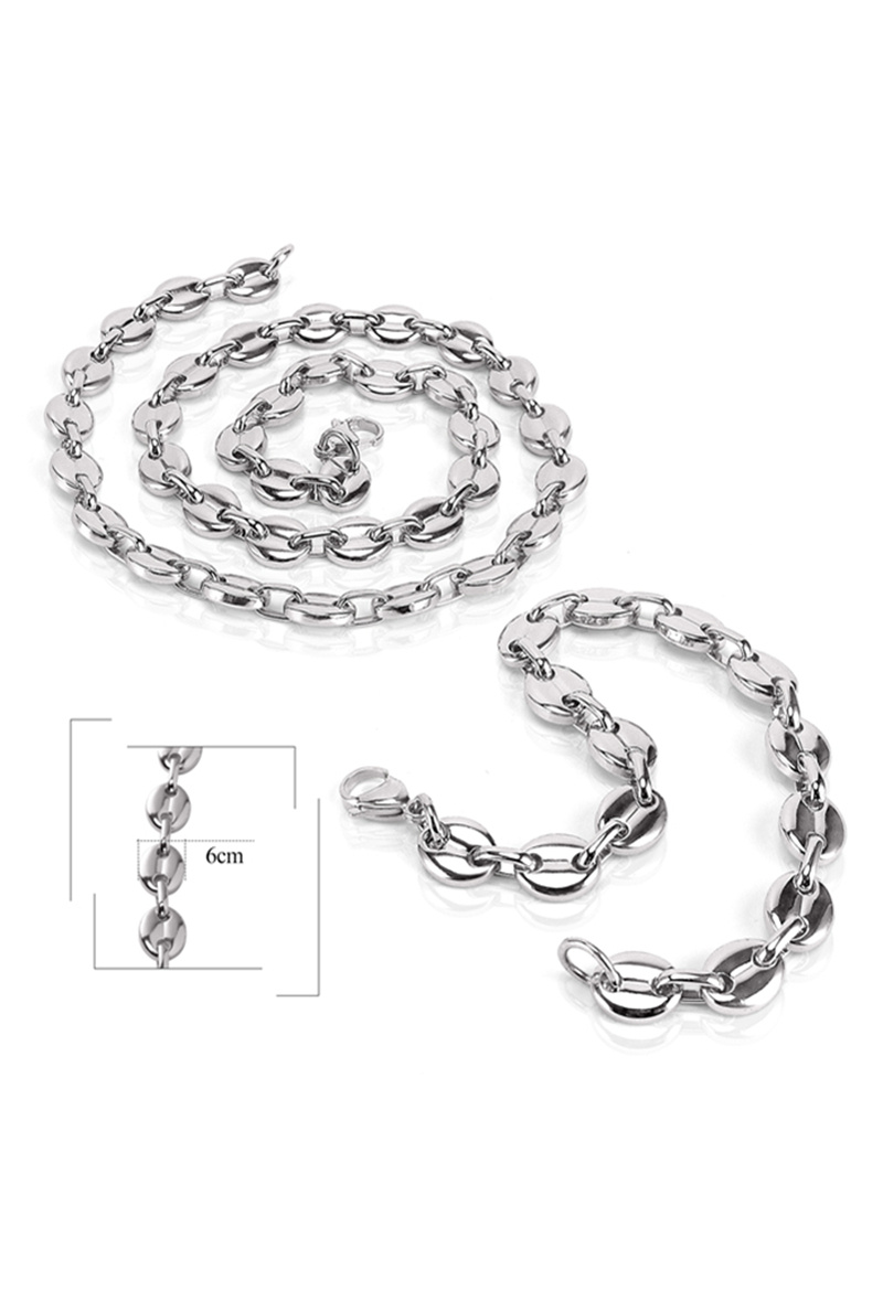 Wholesaler Ceramik - Parure Bracelet AND Chain Man Stainless Steel Solid Grain COFFEE