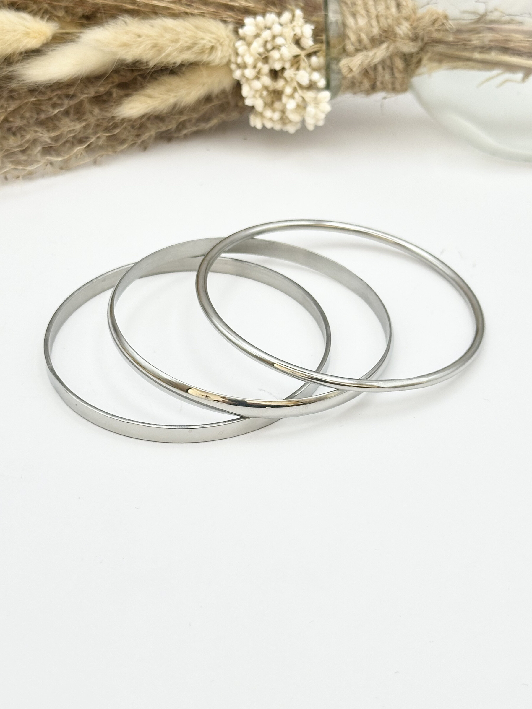 Wholesaler Ceramik - Set of 3 fine stainless steel weekly bangle bracelet