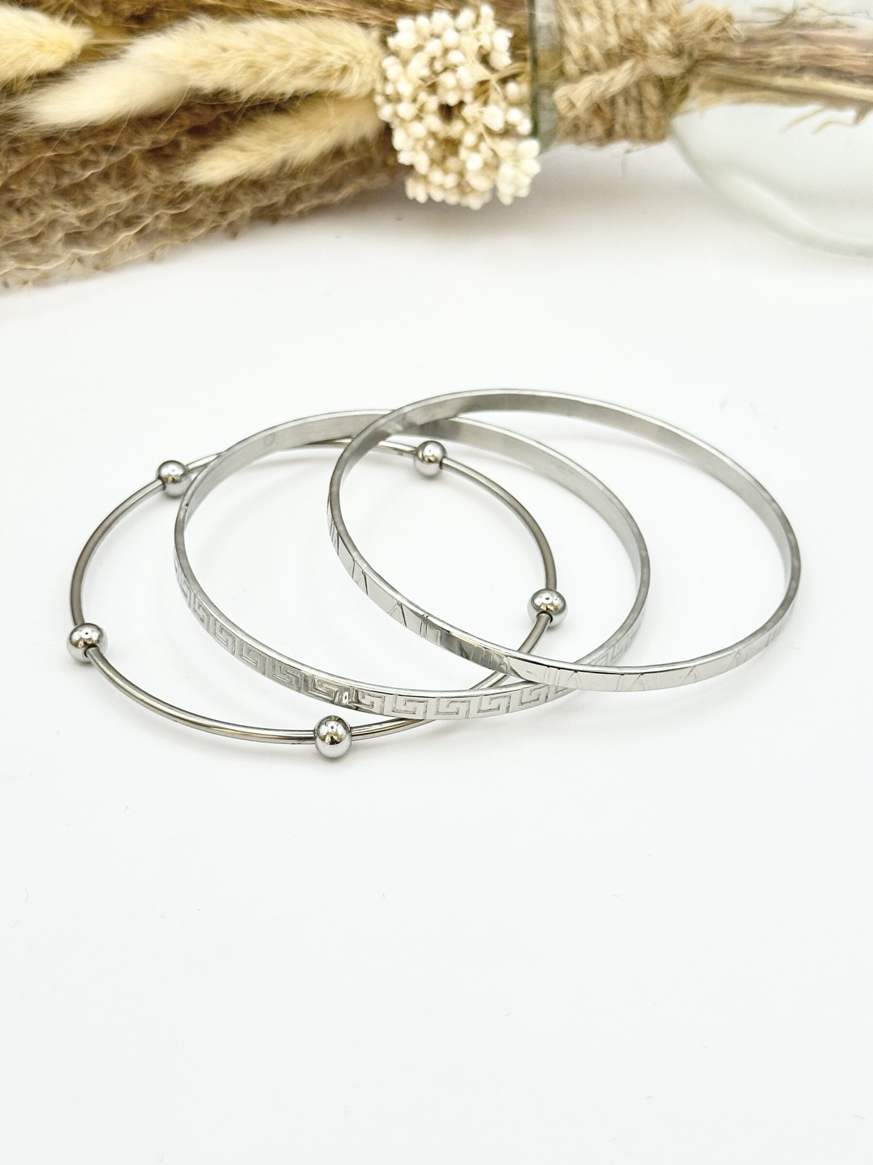 Wholesaler Ceramik - Set of 3 fine stainless steel weekly bangle bracelet