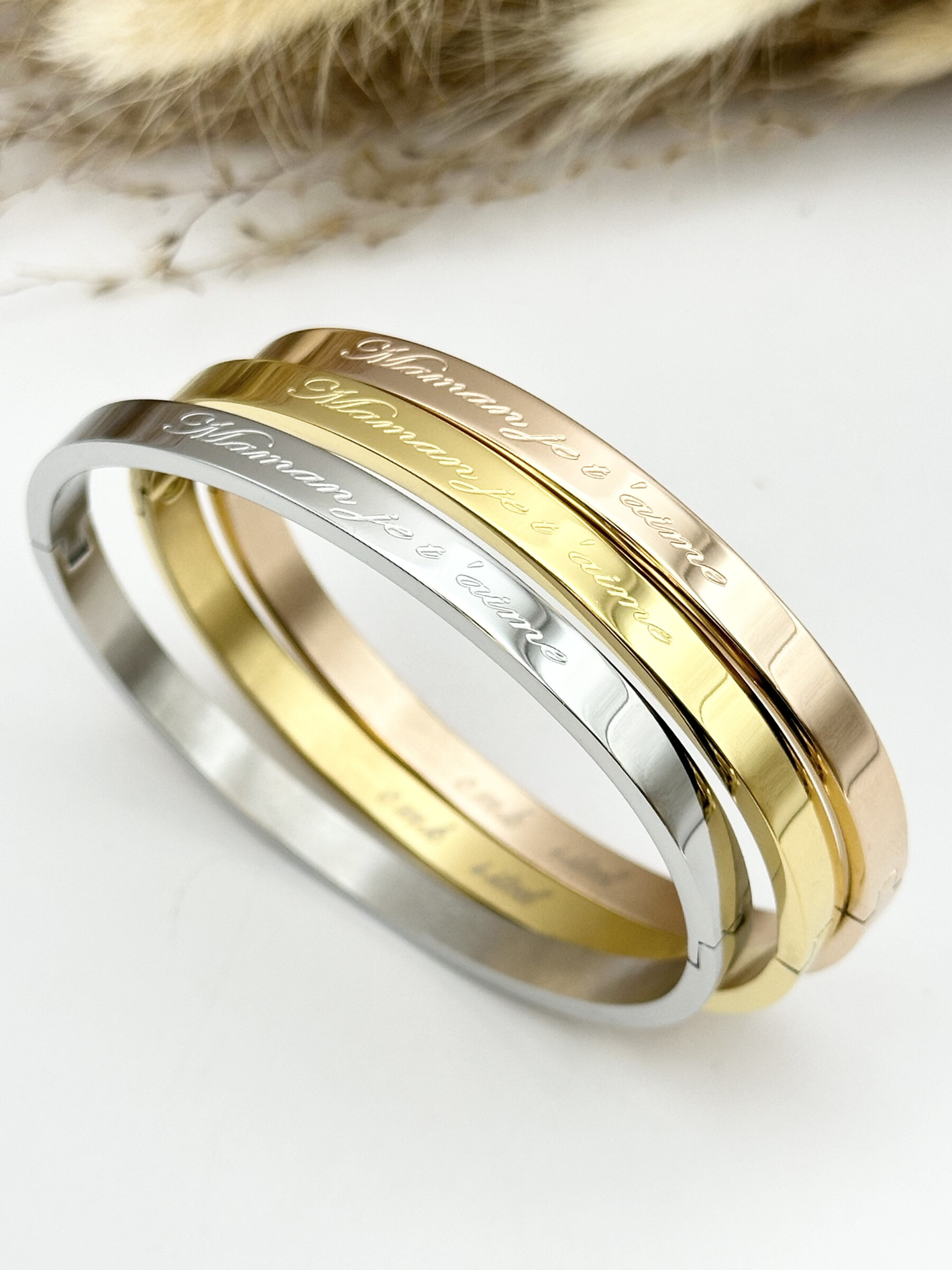 Wholesaler Ceramik - Carpe Diem engraved message bracelet in Stainless Steel