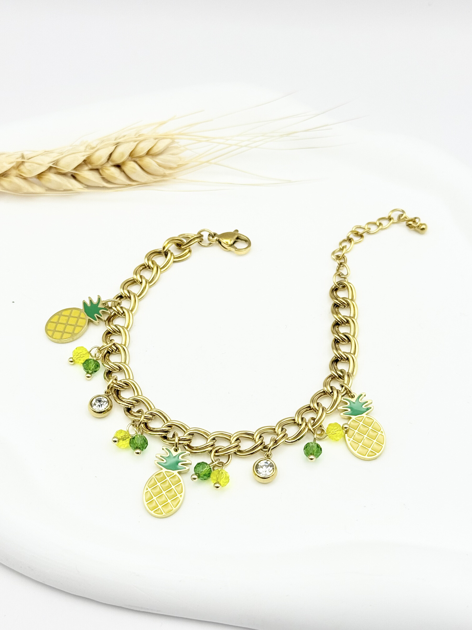 Wholesaler Ceramik - Heart & stars bracelet - golden stainless steel