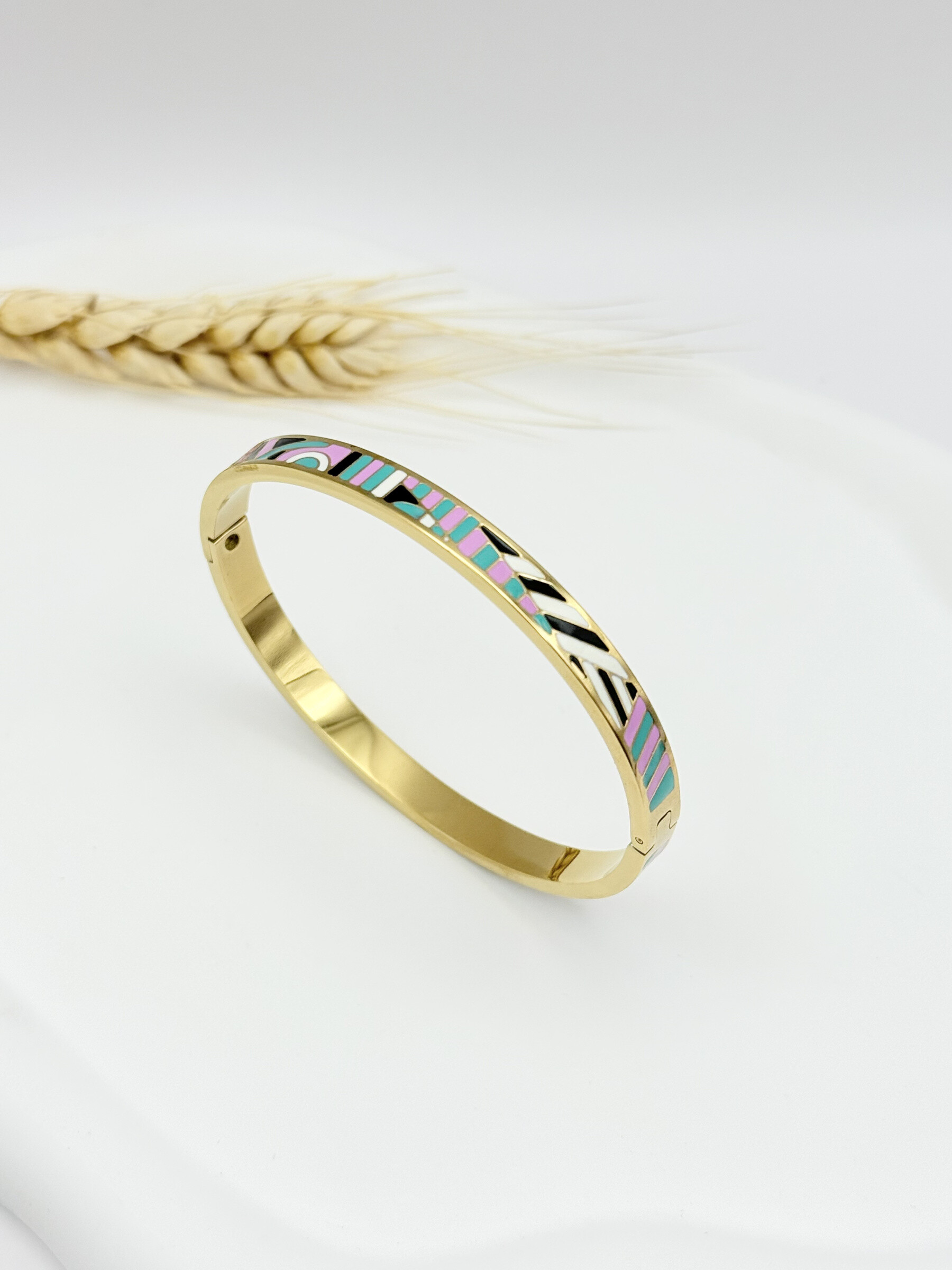 Wholesaler Ceramik - Hinged stainless steel multicolored enamel bangle bracelet