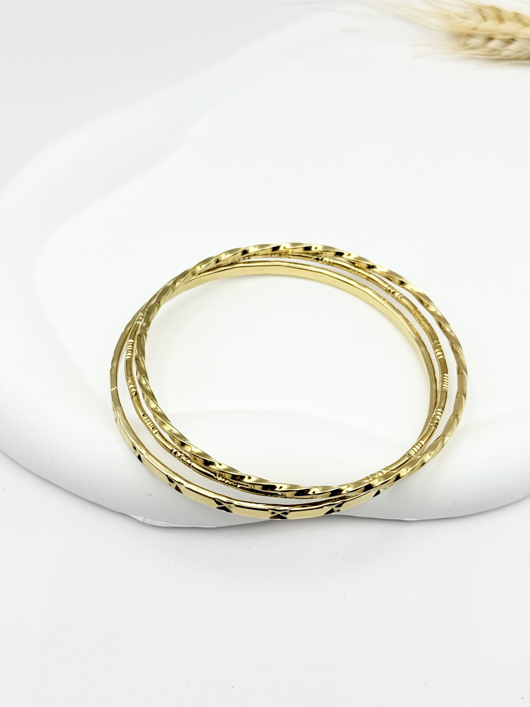 Grossista Ceramik - Set di 3 braccialetti rigidi in acciaio inossidabile