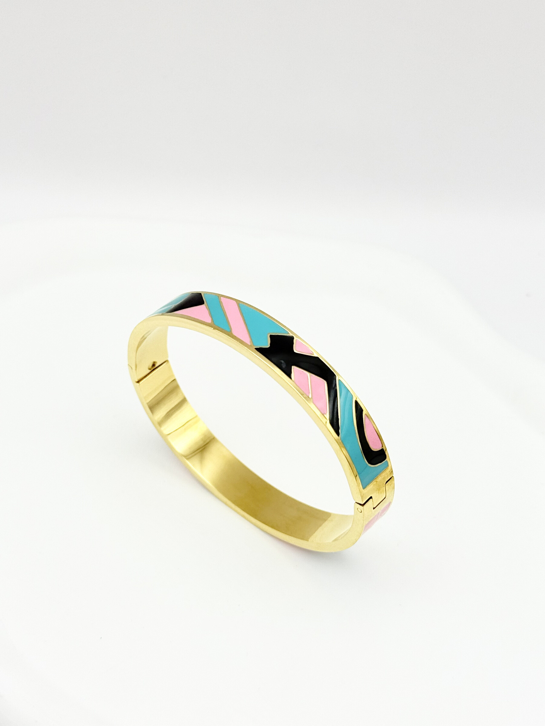 Wholesaler Ceramik - Enamel Hinged Bangle Stainless Steel Width 10mm