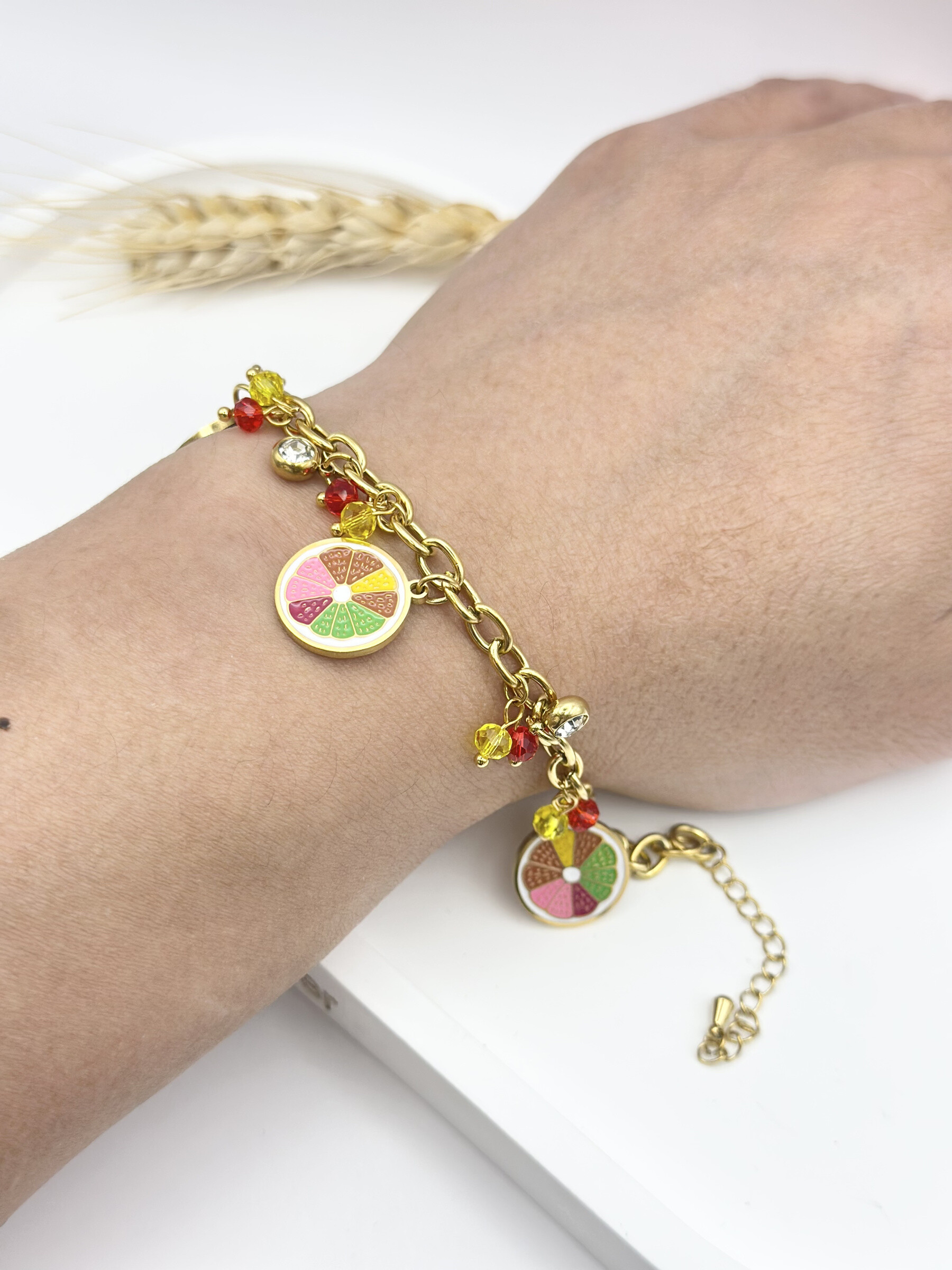 Grossiste Ceramik - Bracelet charms en Acier Inoxydable  17 cm + 3,5 cm ralonges