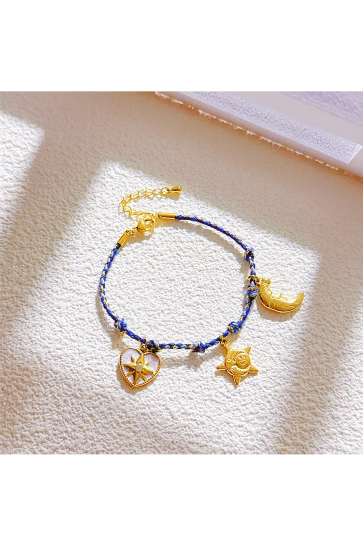 Wholesaler Ceramik - Blue rope bracelet with celestial charms Stainless steel