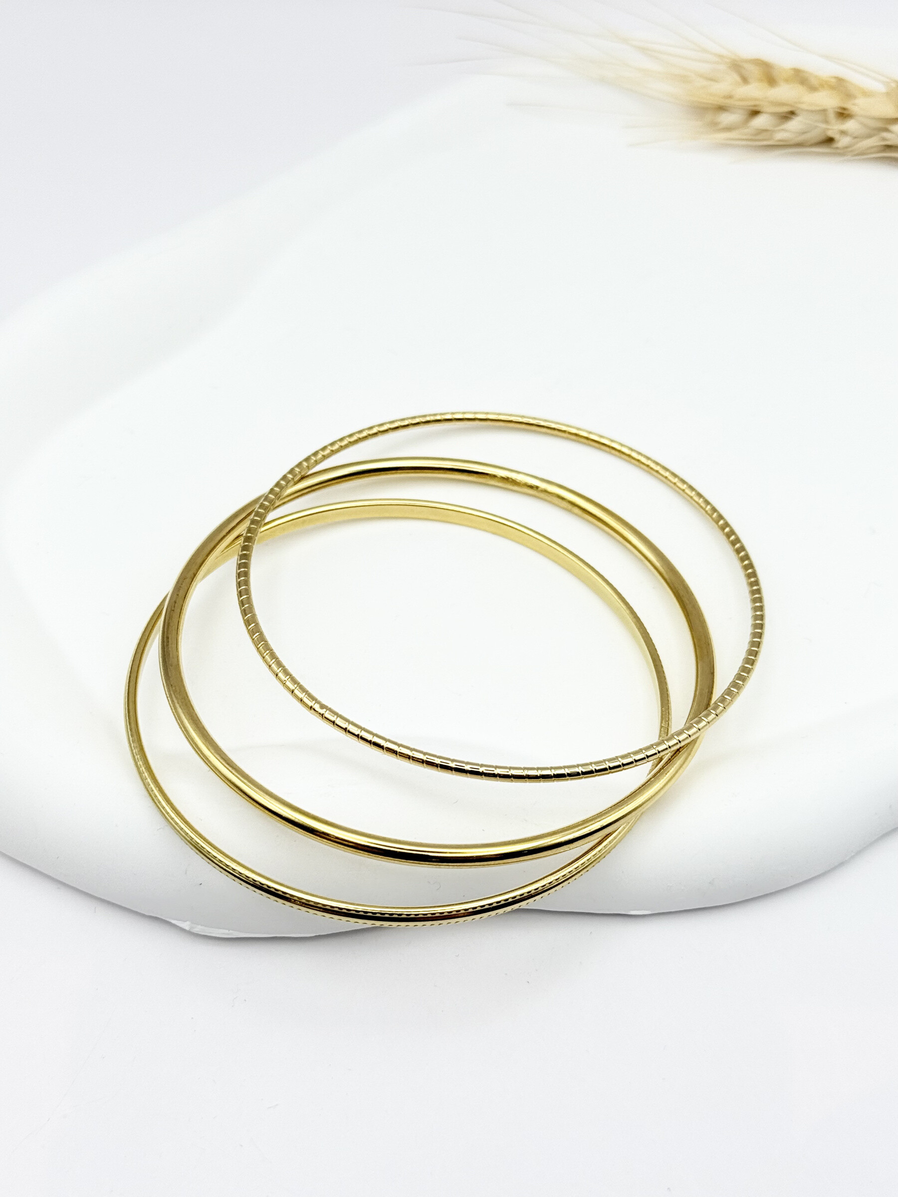 Grossista Ceramik - Set di 3 bracciali rigidi - Acciaio inossidabile