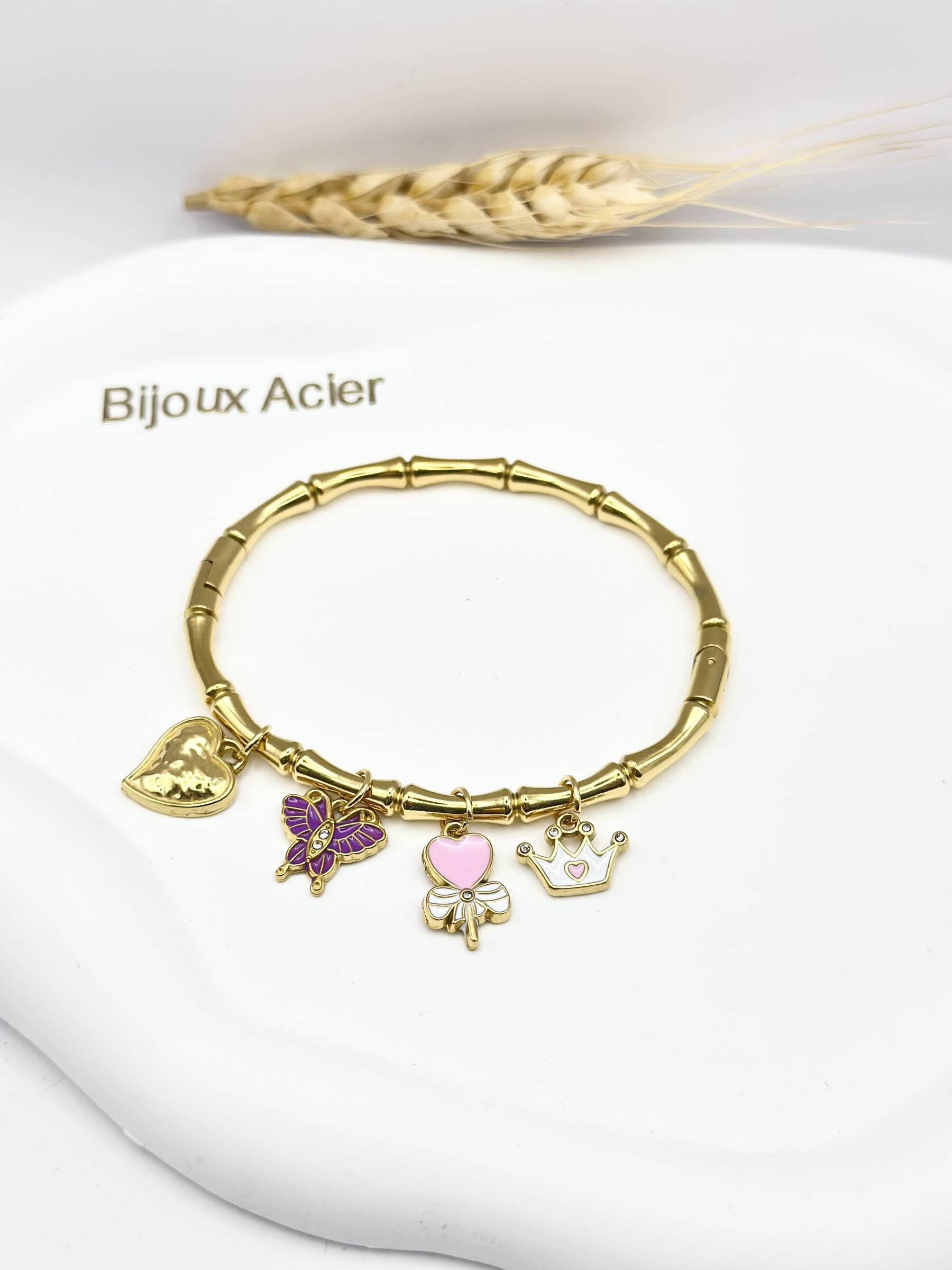 Grossiste Ceramik - Bracelet Rigide Doré en Acier Inoxydable – Princesse Pop