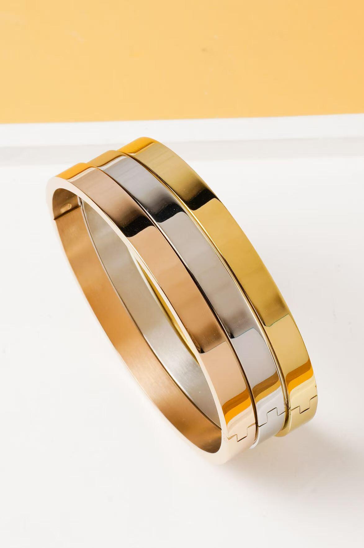 Grossiste Ceramik - Bracelet femme en acier inoxydable – Or, Rose ou Argent largeur 6mm