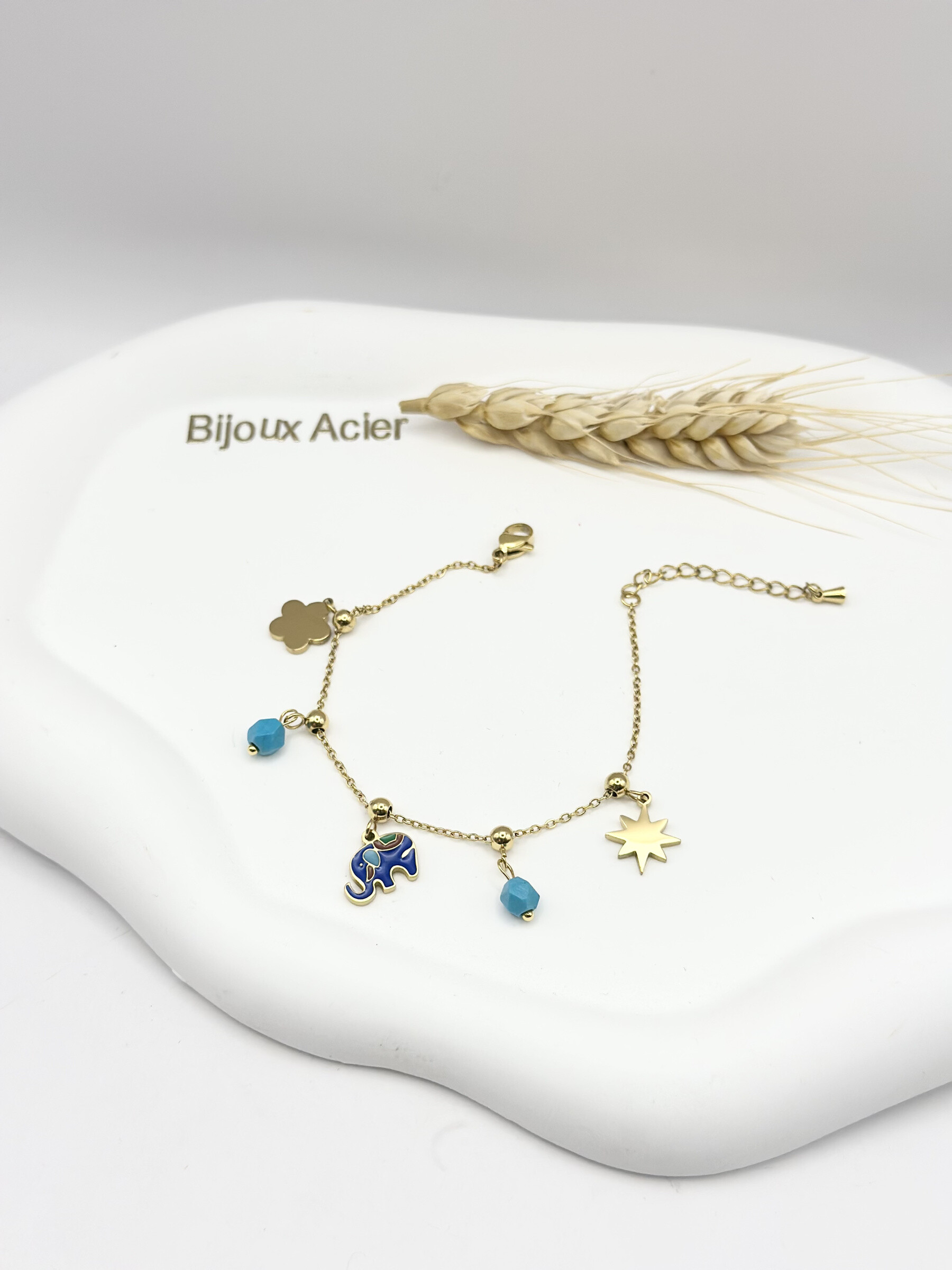 Grossiste Ceramik - Bracelet Charms en Acier Inoxydable "Esprit Bohème"
