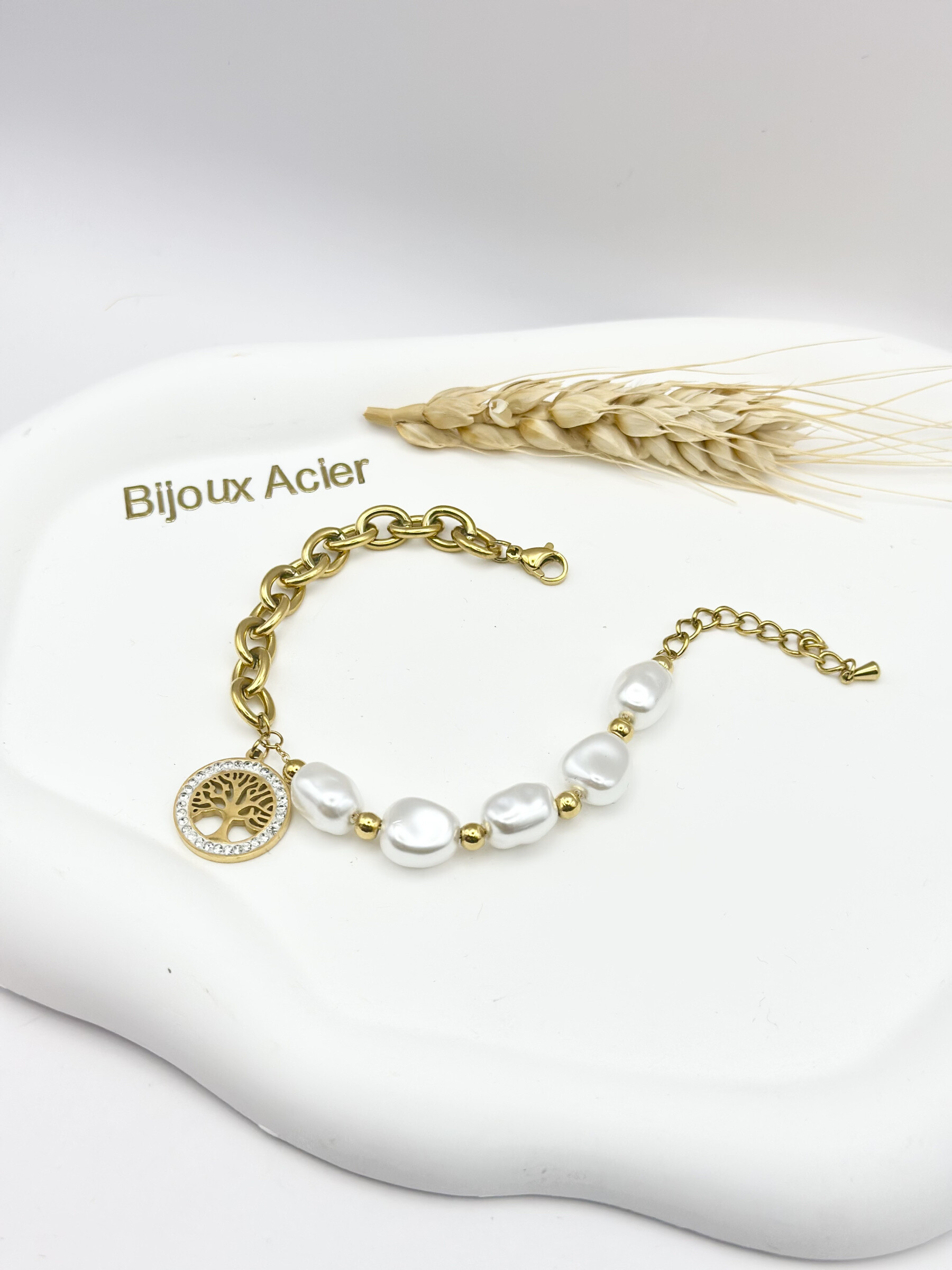 Grossiste Ceramik - Bracelet "Arbre de Vie" – Perles Baroques & Acier Inoxydable