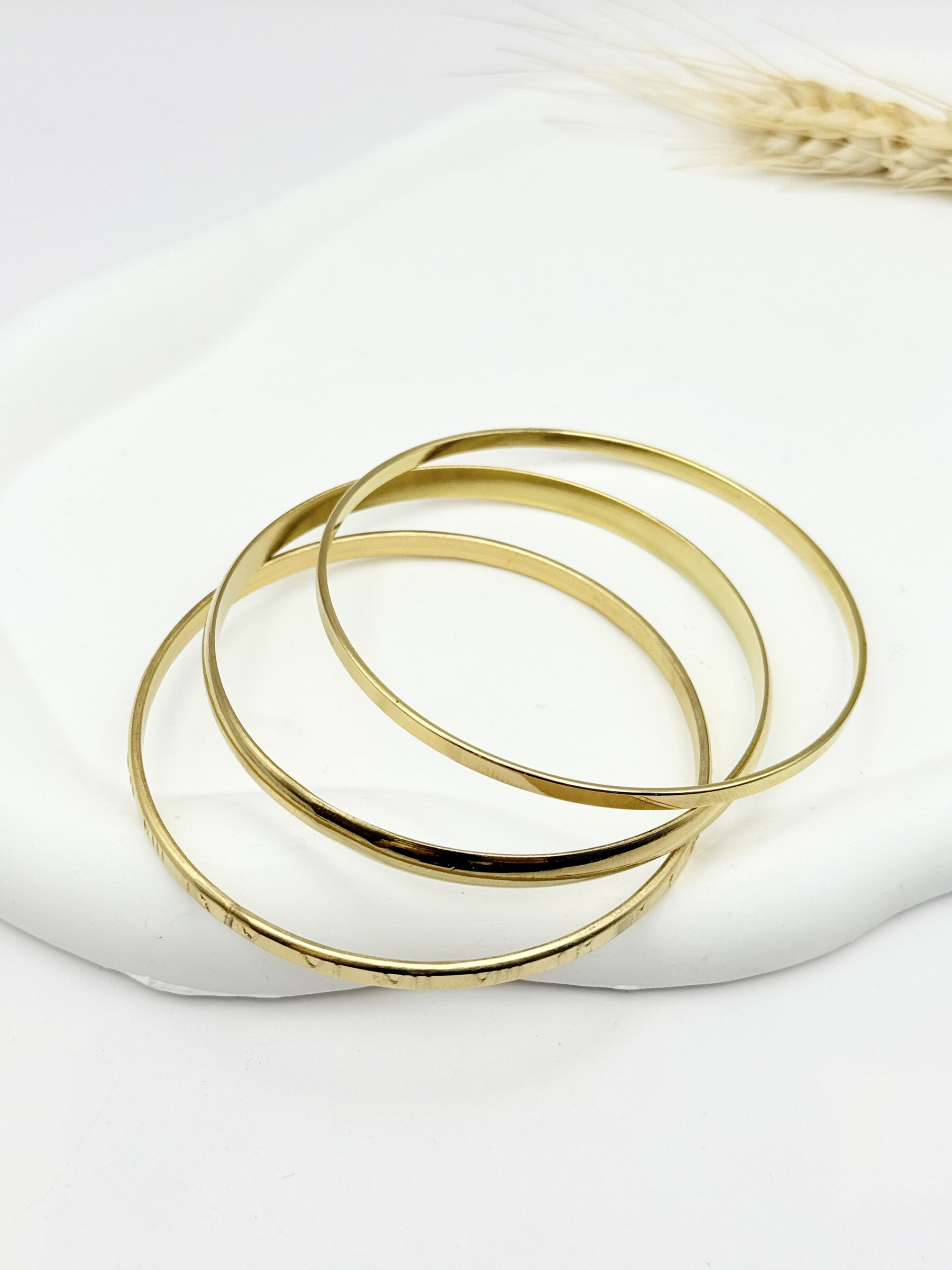 Grossista Ceramik - Set di 3 bracciali rigidi - Acciaio inossidabile