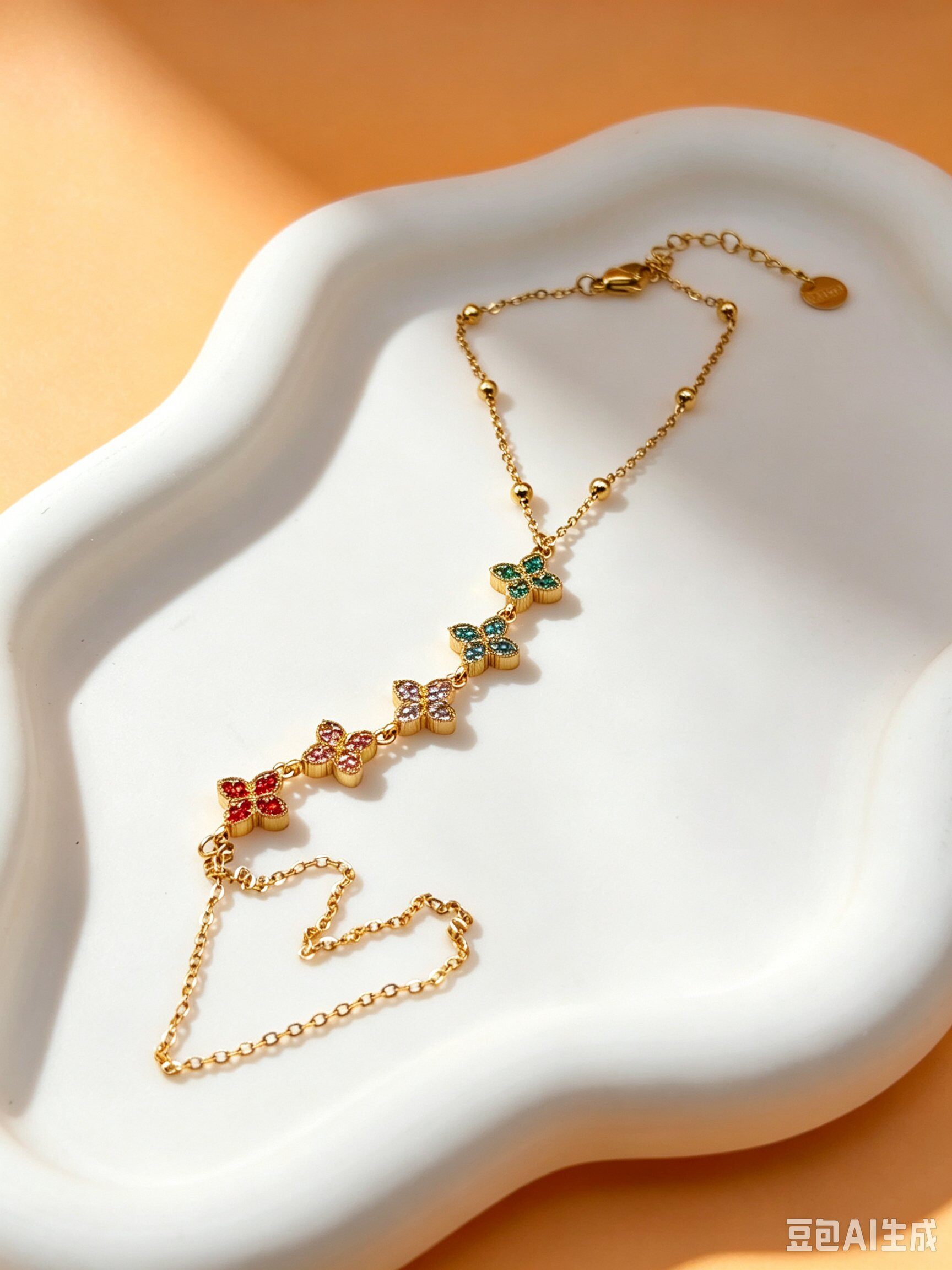 Wholesaler Ceramik - Multicolored clover hand chain