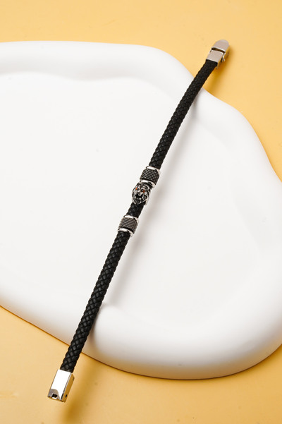 Wholesaler Ceramik - Men's Lion Head Bracelet – Braided Leather & Stainless Steel Wholesaler Ceramik - Men's Lion Head Bracelet – Braided Leather & Stainless Steel