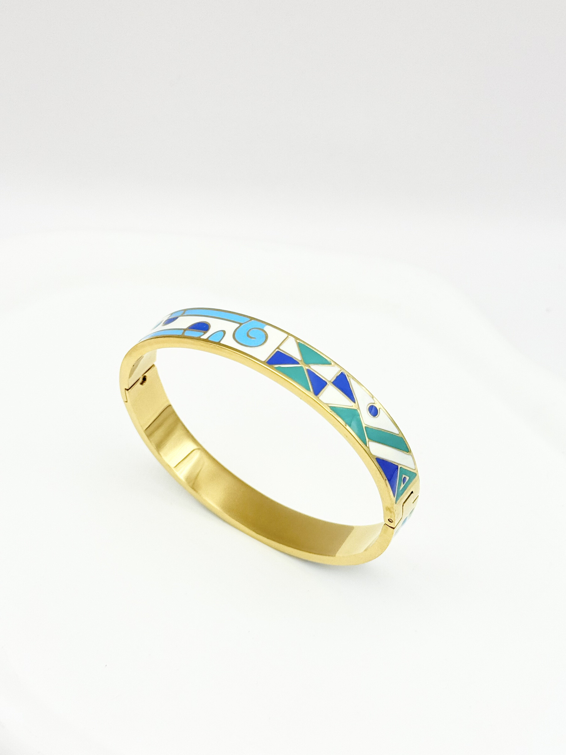 Wholesaler Ceramik - Enamel hinged bangle bracelet in stainless steel width 10mm