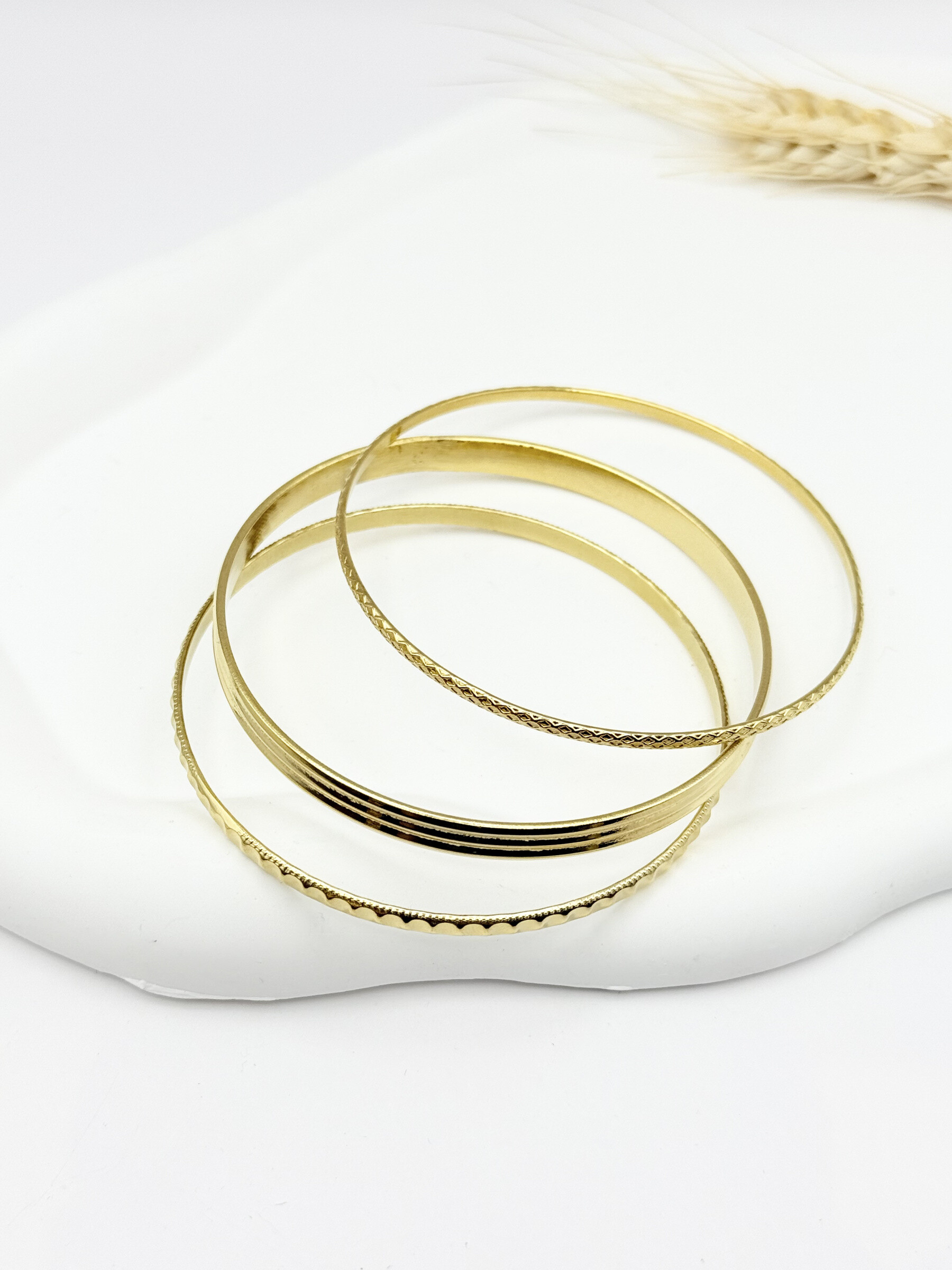 Grossista Ceramik - Set di 3 bracciali rigidi - Acciaio inossidabile