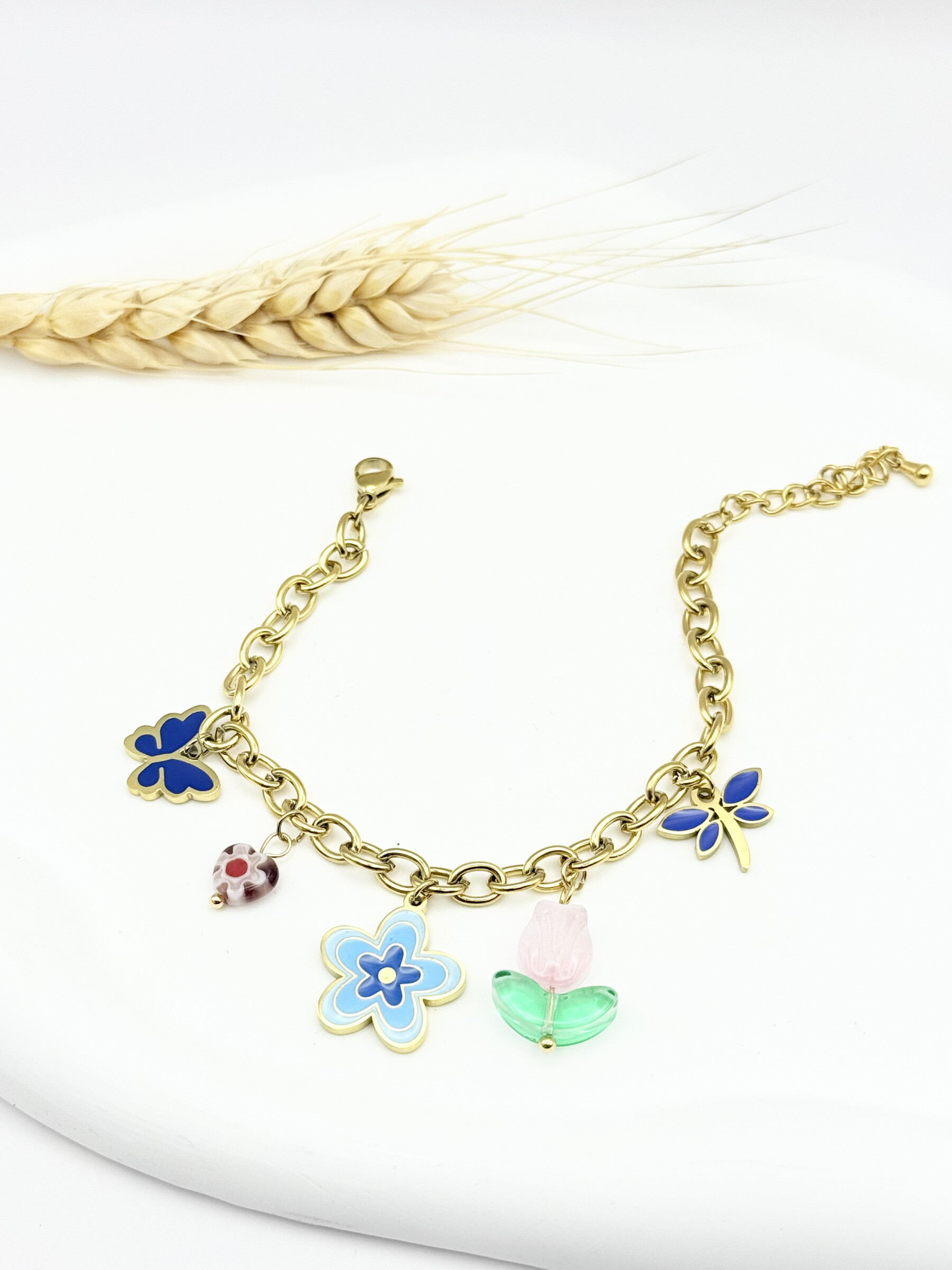 Wholesaler Ceramik - Heart & stars bracelet - golden stainless steel