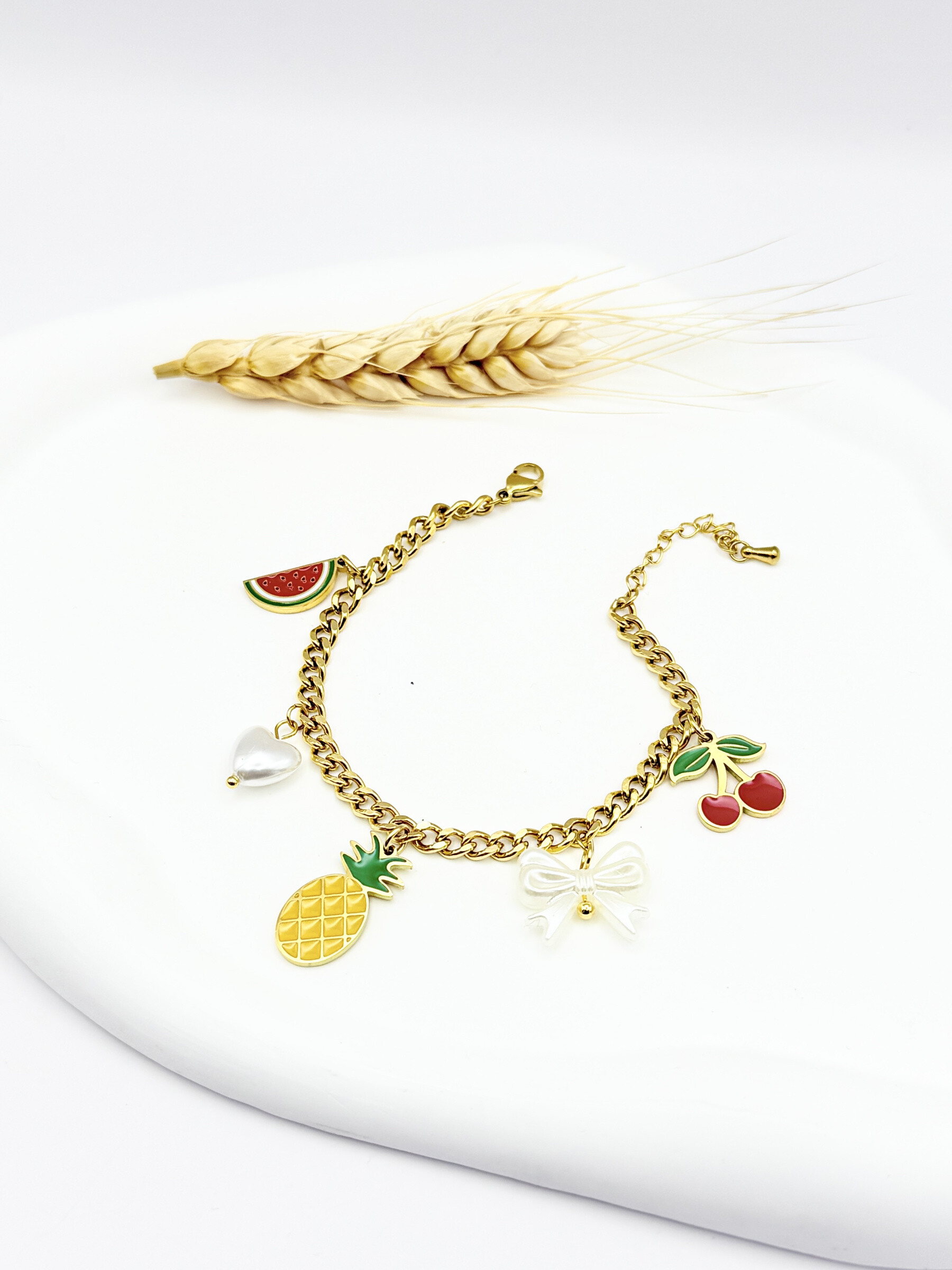 Wholesaler Ceramik - Sun charm bracelet and symbols - stainless steel
