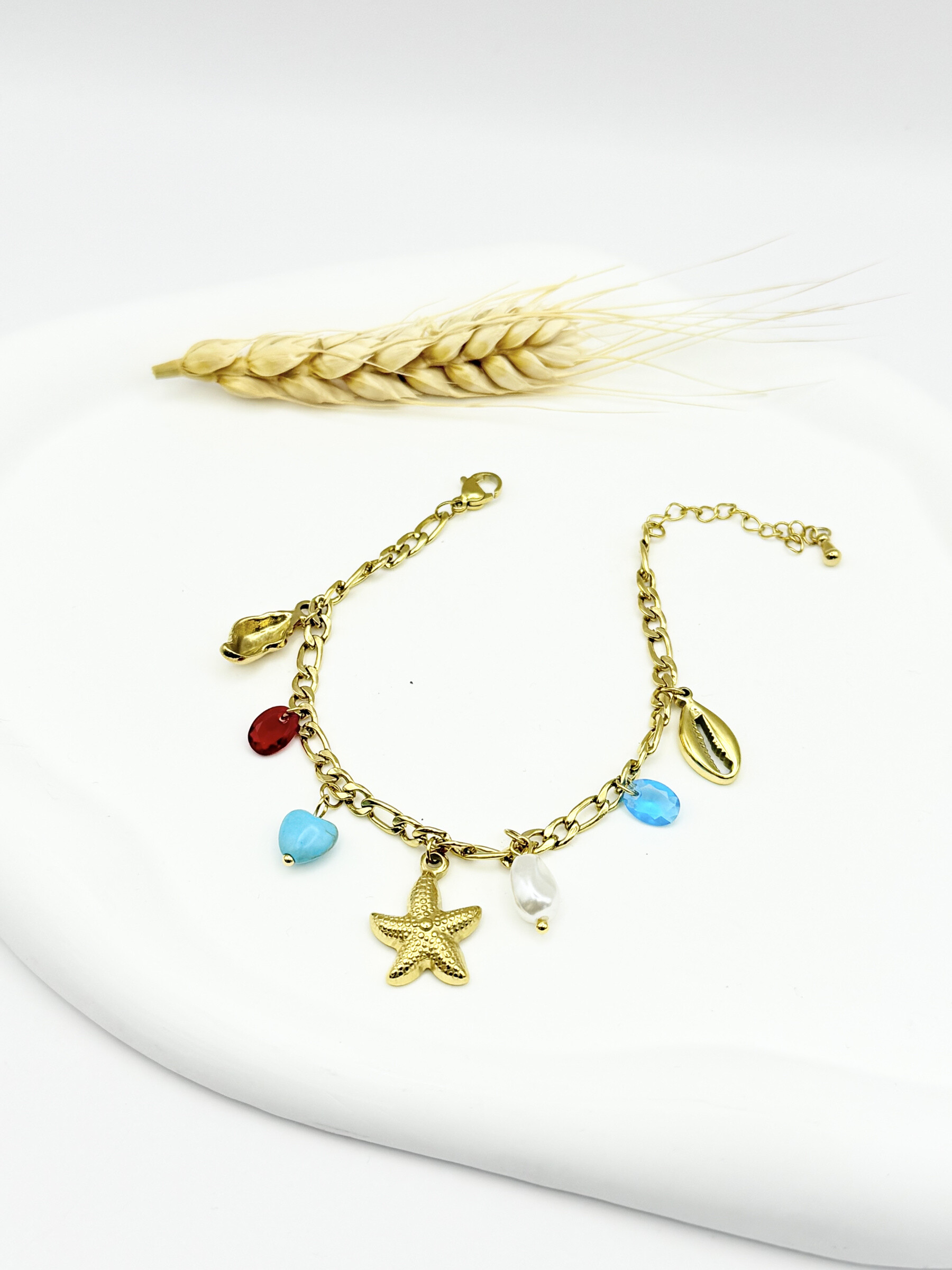 Wholesaler Ceramik - Sun charm bracelet and symbols - stainless steel