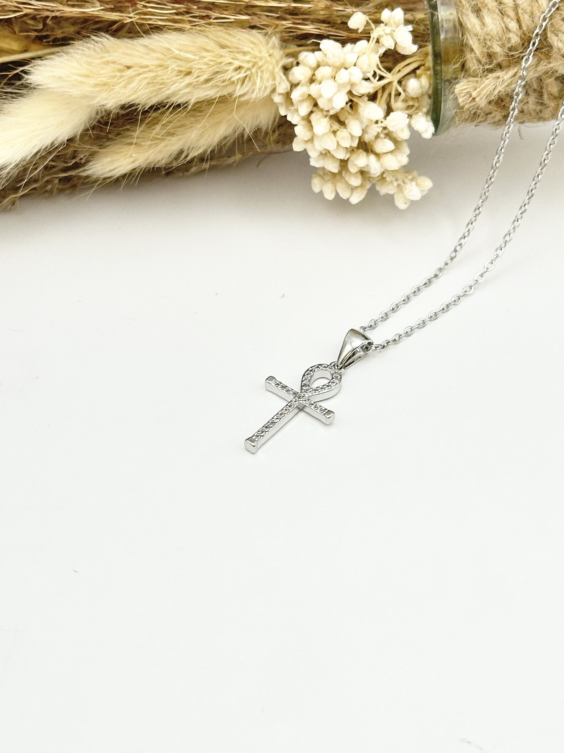 Wholesaler Ceramik - Stainless steel necklace with zirconium rhinestone cross pendant