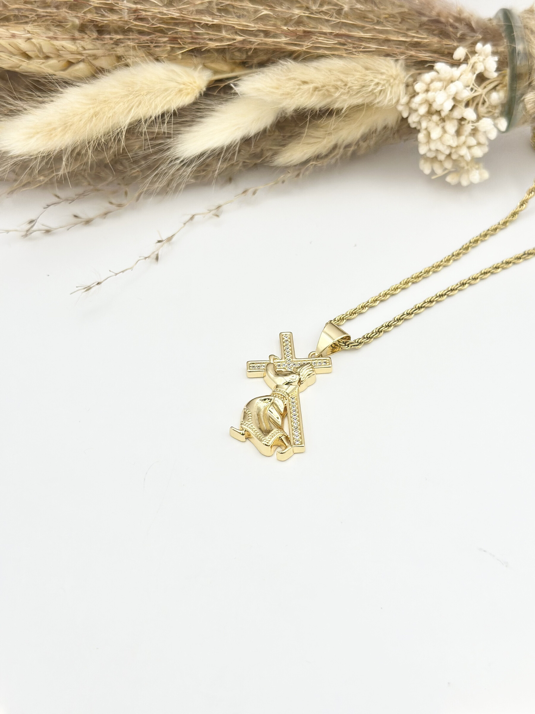 Wholesaler Ceramik - Stainless steel necklace with zirconium rhinestone cross pendant