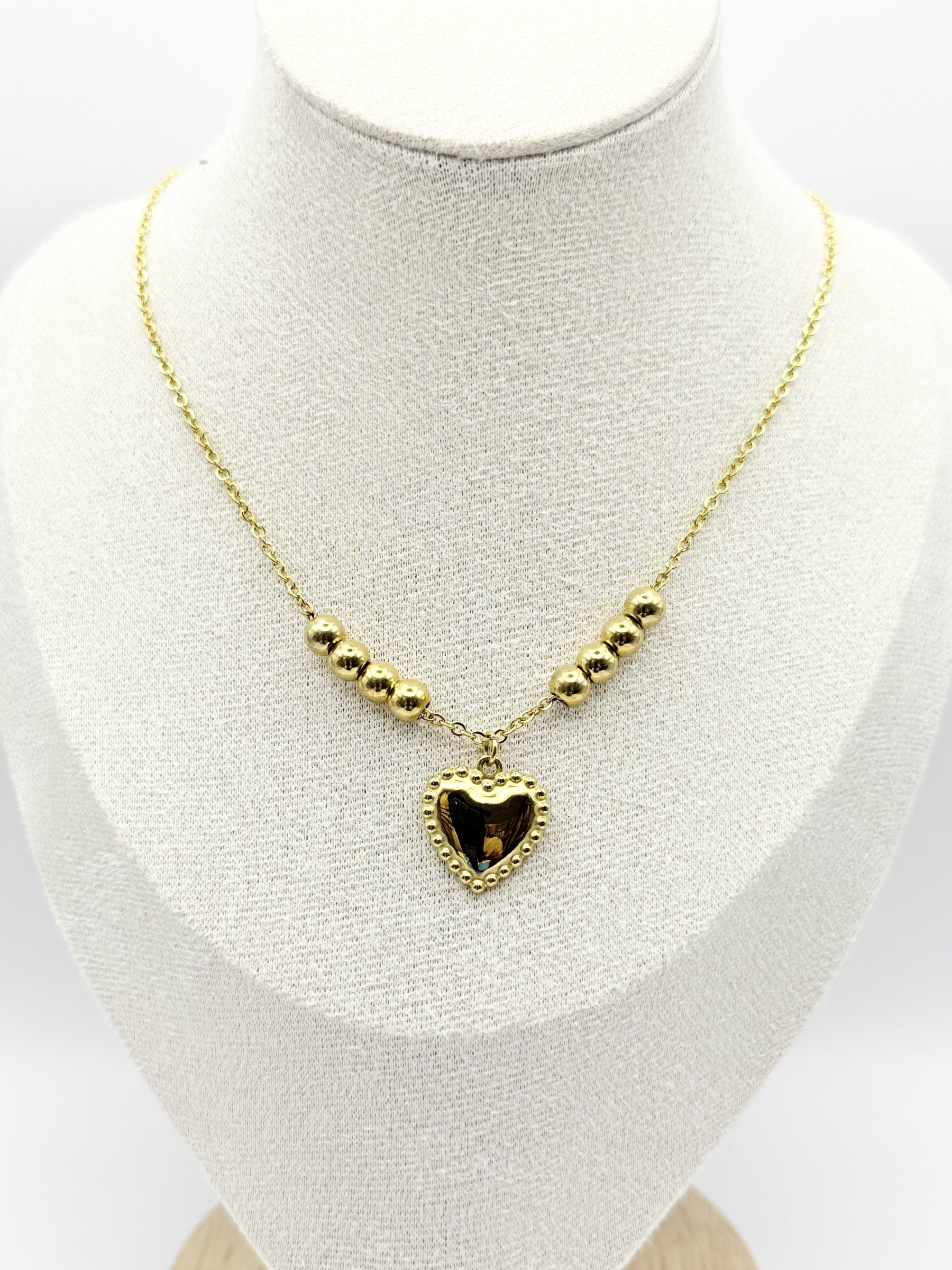 Mayorista Ceramik - Collar de corazón vintage de acero inoxidable Dorado o plateado