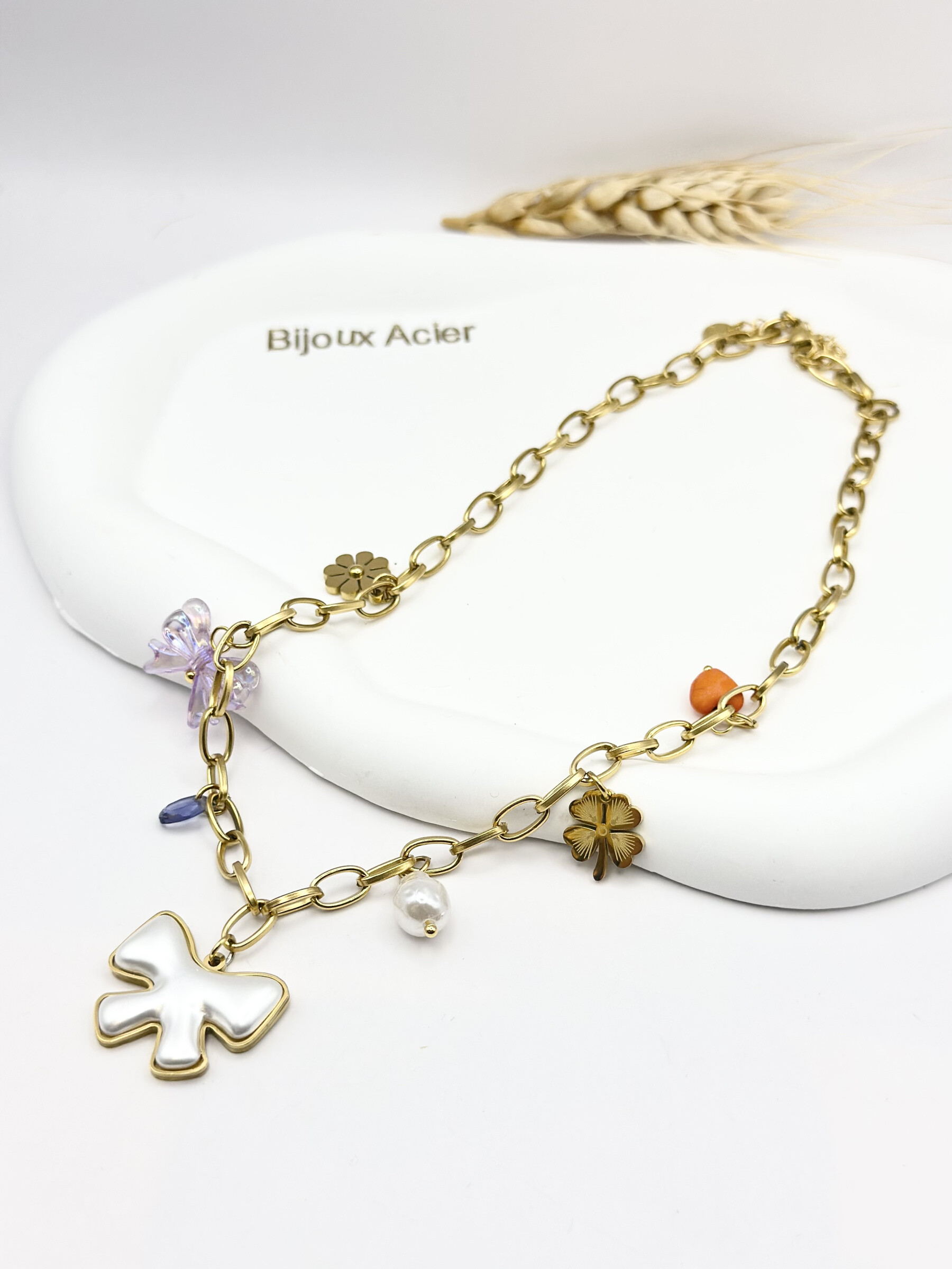 Grossiste Ceramik - Collier "Golden Garden" – Charms en Acier Inoxydable