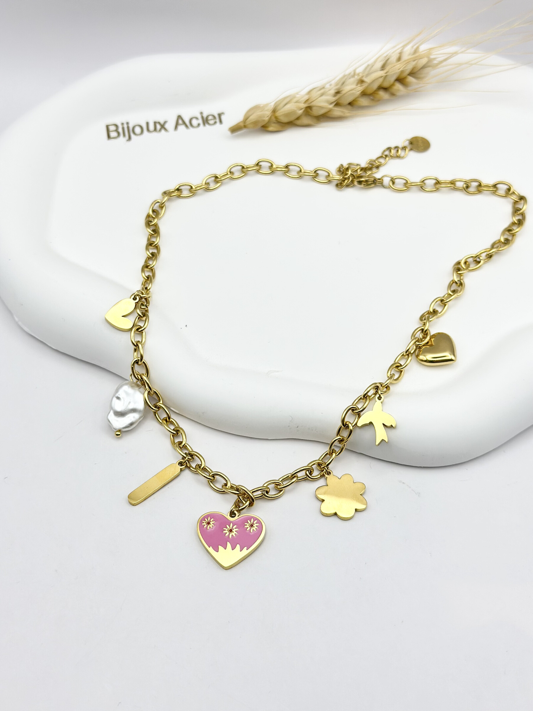 Wholesaler Ceramik - Necklace with stainless steel charms theme