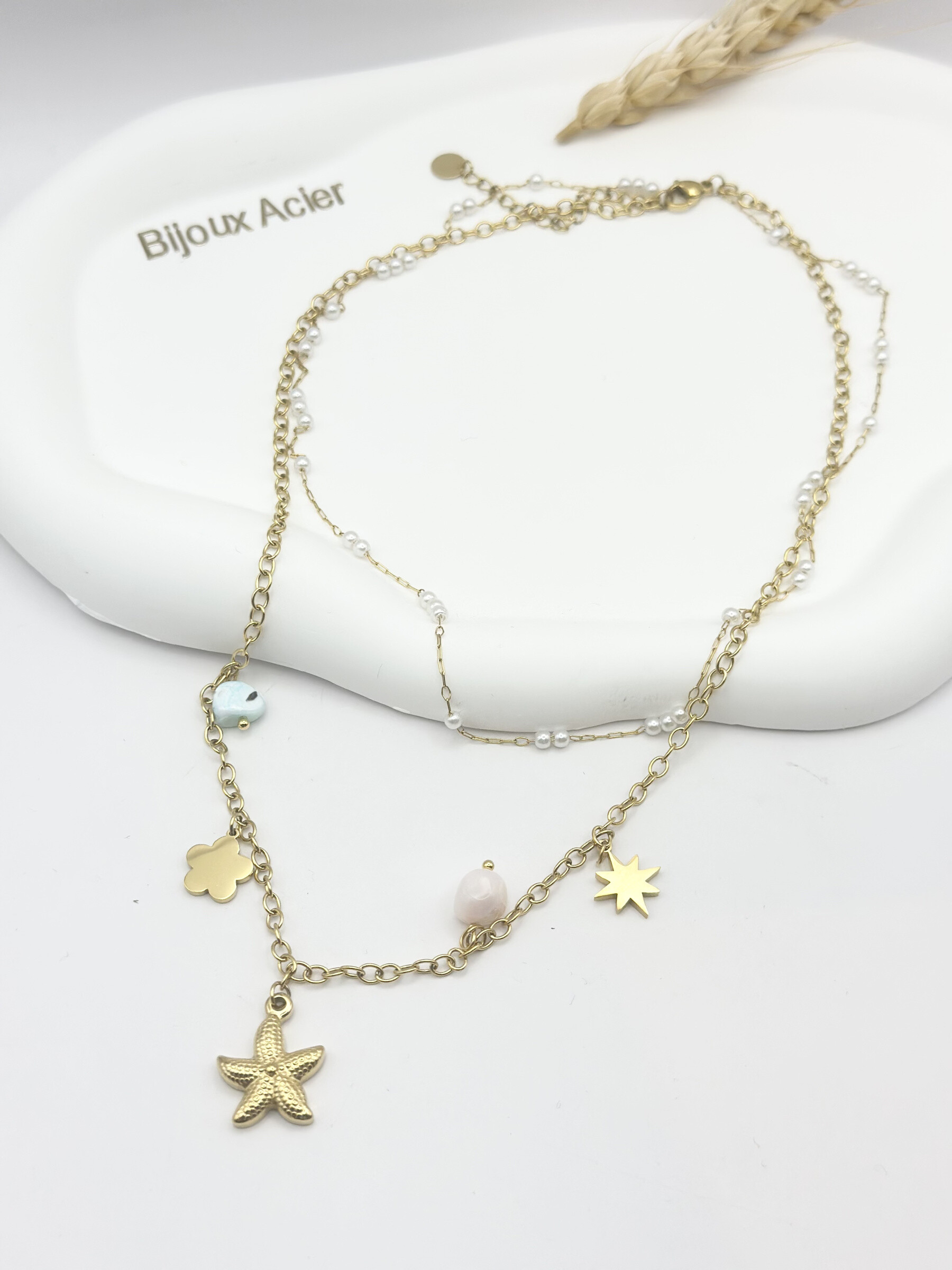 Wholesaler Ceramik - Necklace with stainless steel charms theme
