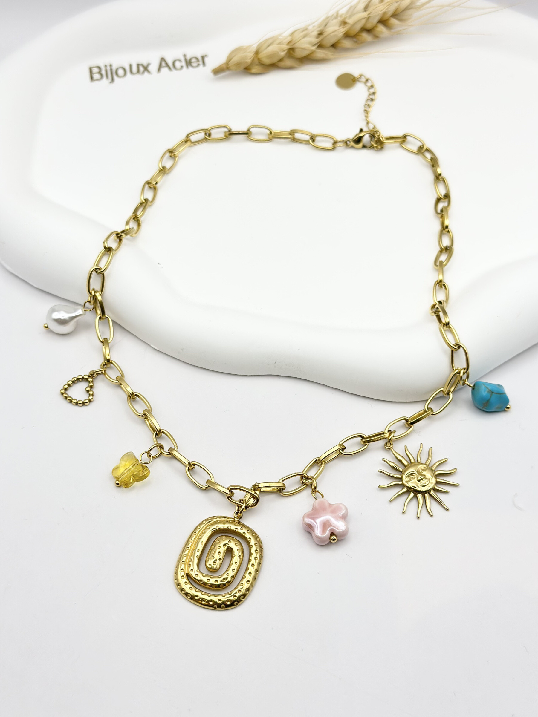Wholesaler Ceramik - Necklace with stainless steel charms theme