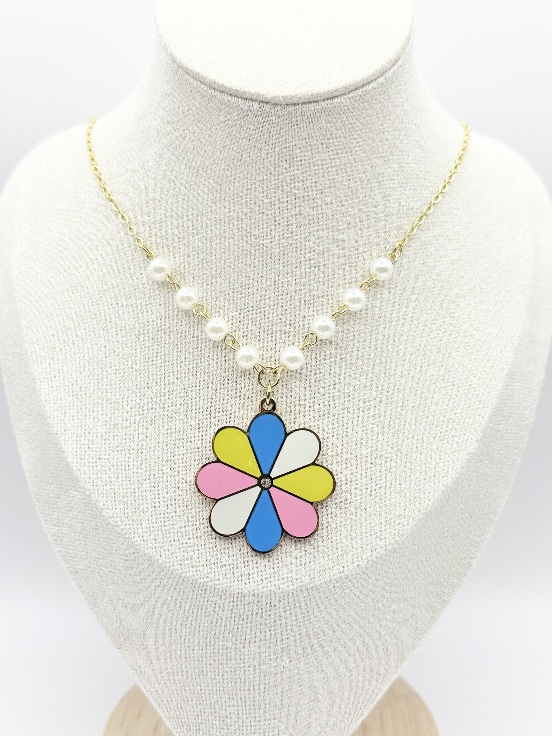 Wholesaler Ceramik - Fancy Multicolor Flower Necklace & Beads Stainless Steel Gold