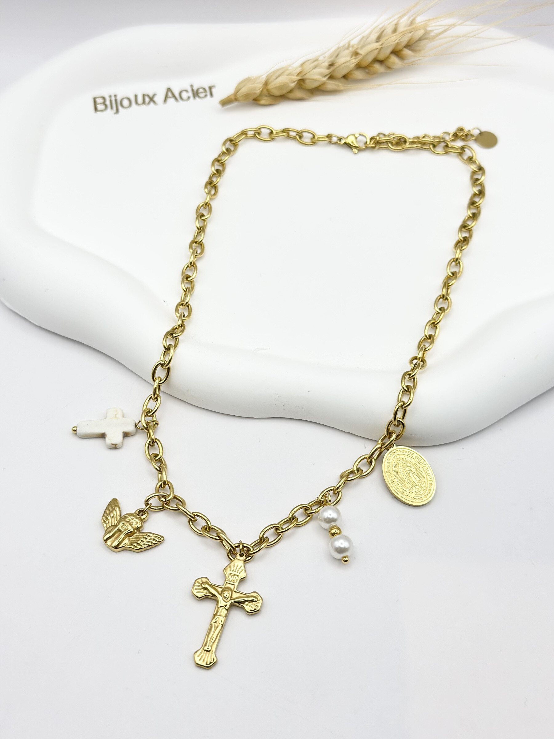Wholesaler Ceramik - Necklace with stainless steel charms theme