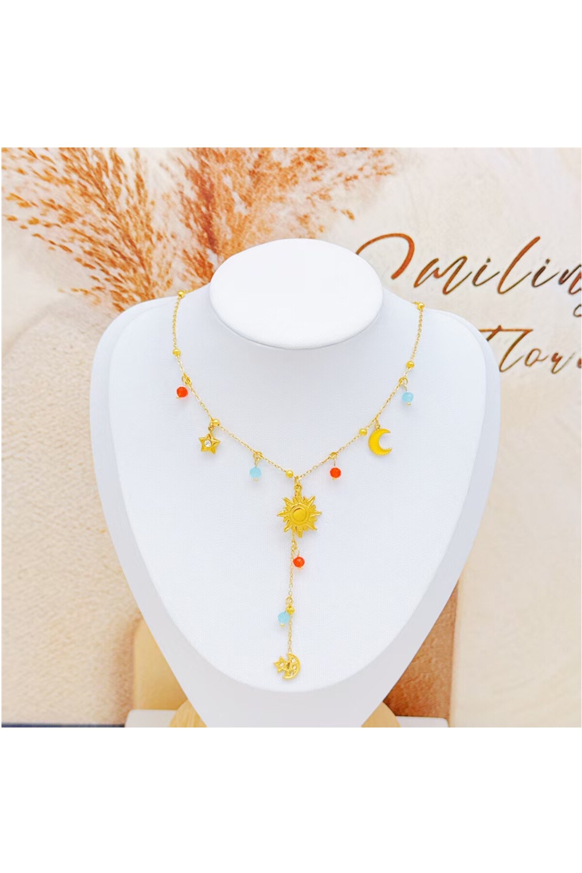 Wholesaler Ceramik - Y-shaped necklace Stainless steel Golden astral charms